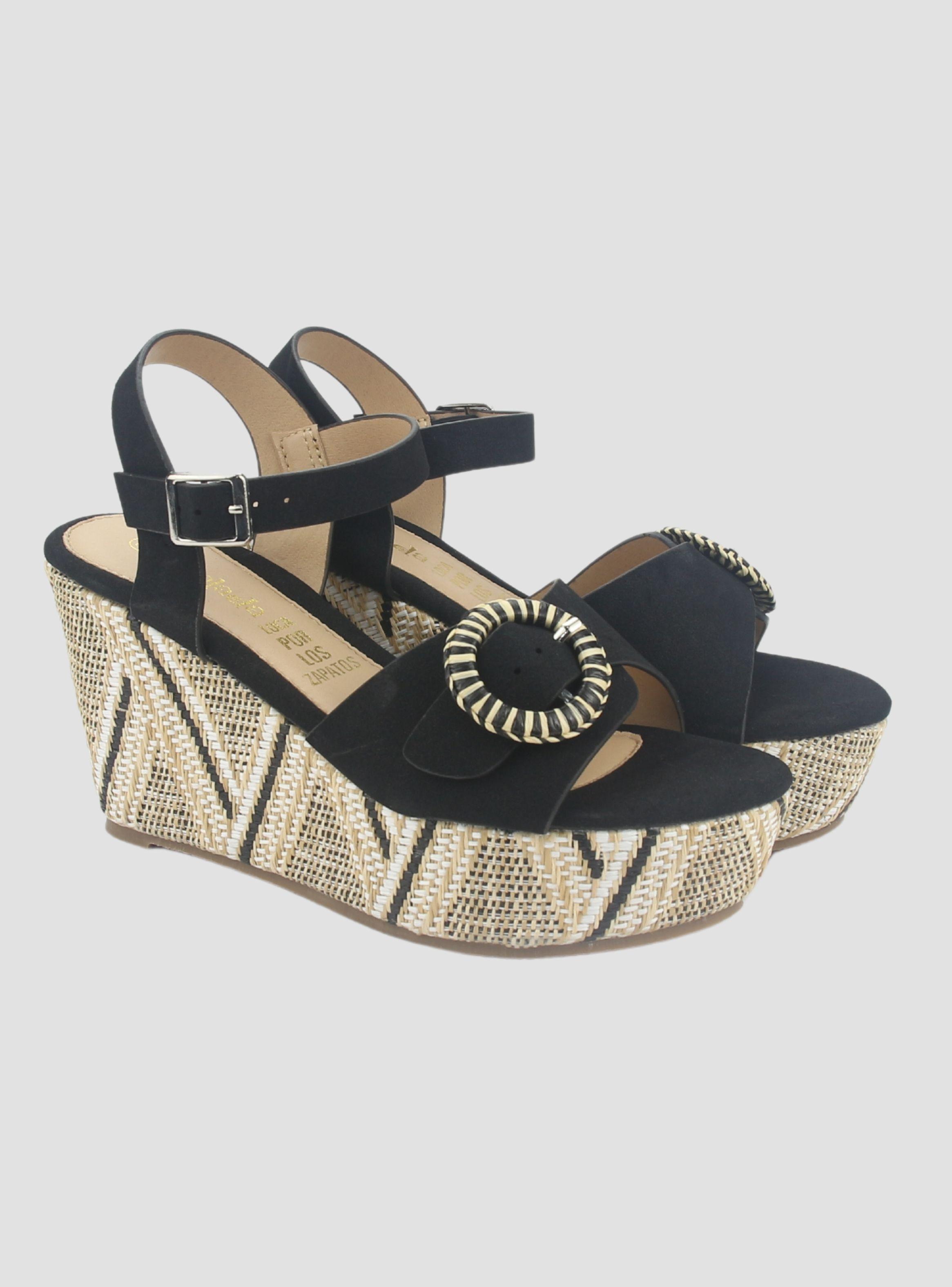 Sandalia Chalada Mujer Como-50 Negro Plataforma-4