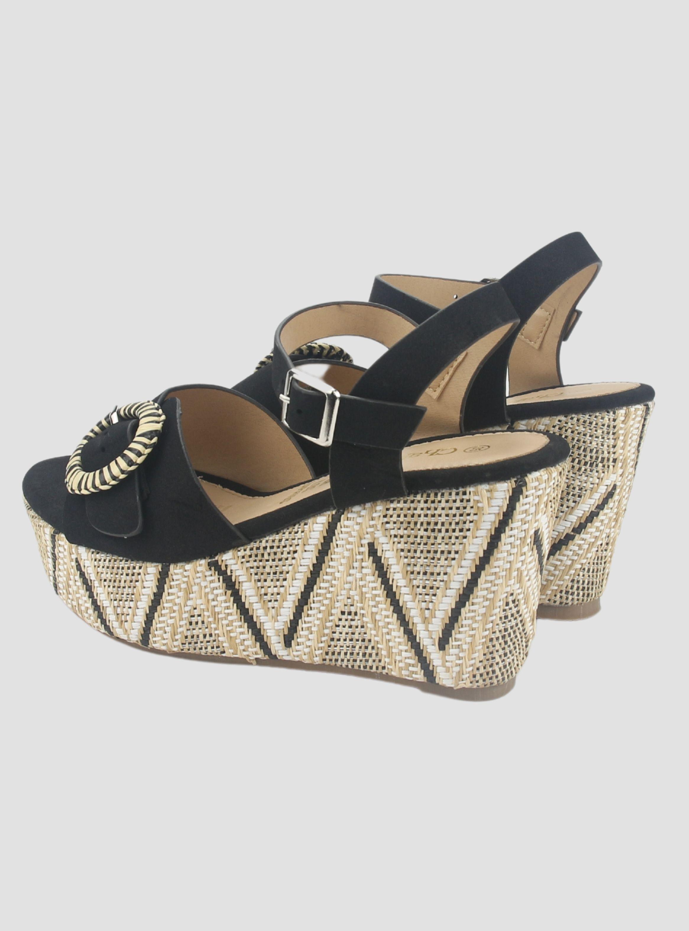 Sandalia Chalada Mujer Como-50 Negro Plataforma-5