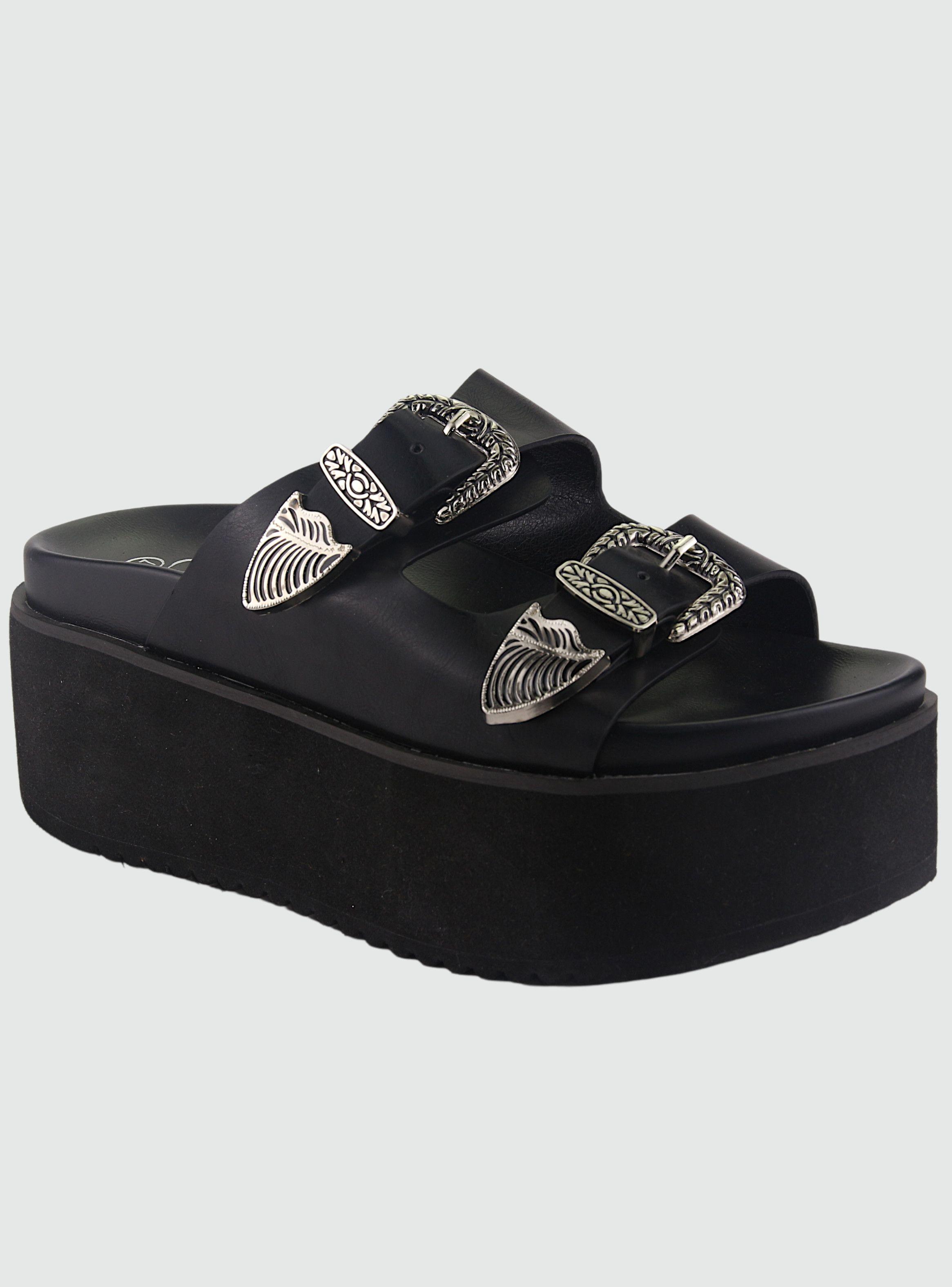 Sandalia Chalada Mujer Viru-25 Negro Plataforma-0