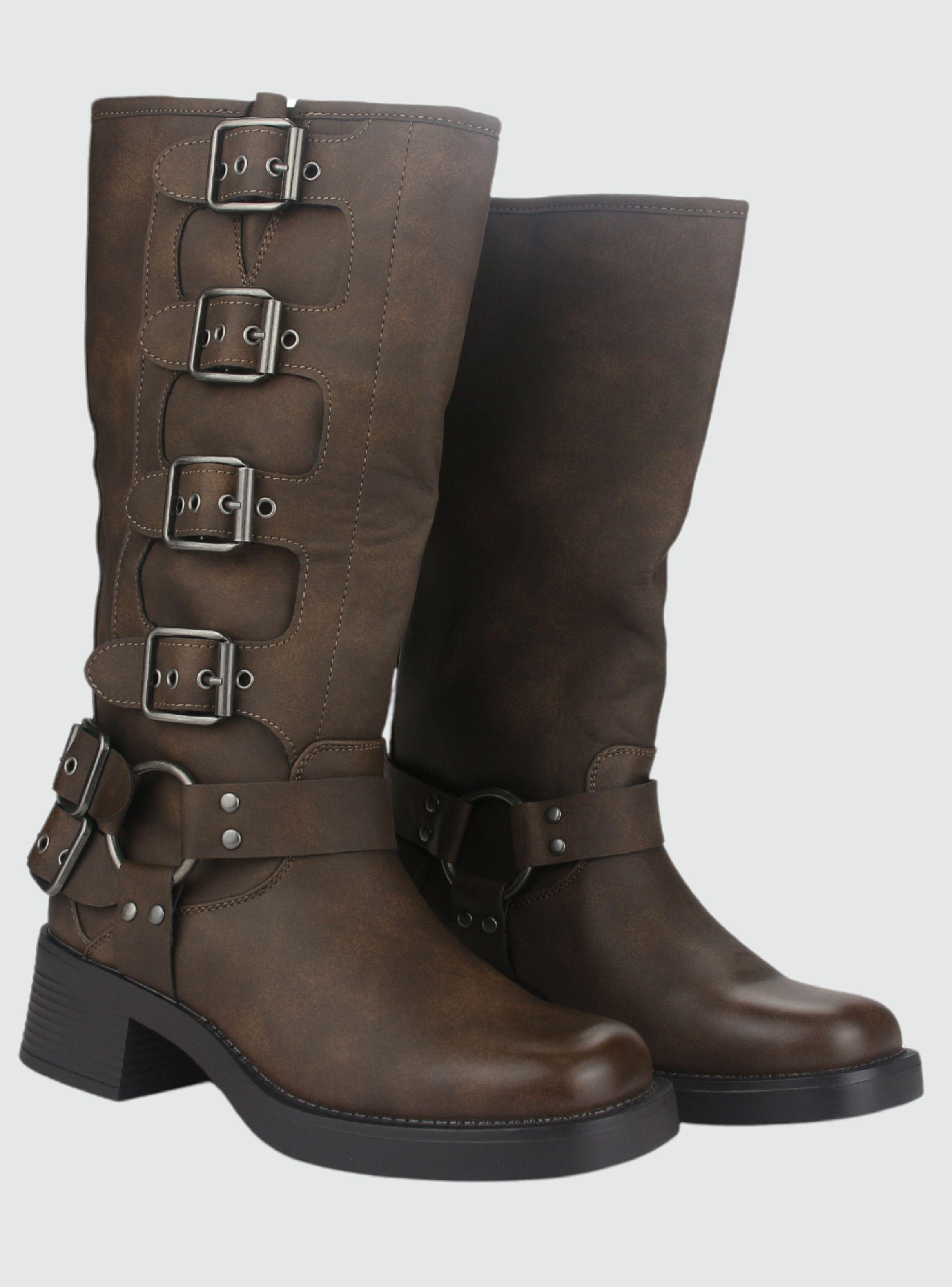 Bota Chalada Mujer Biker-2 Café Casual-4