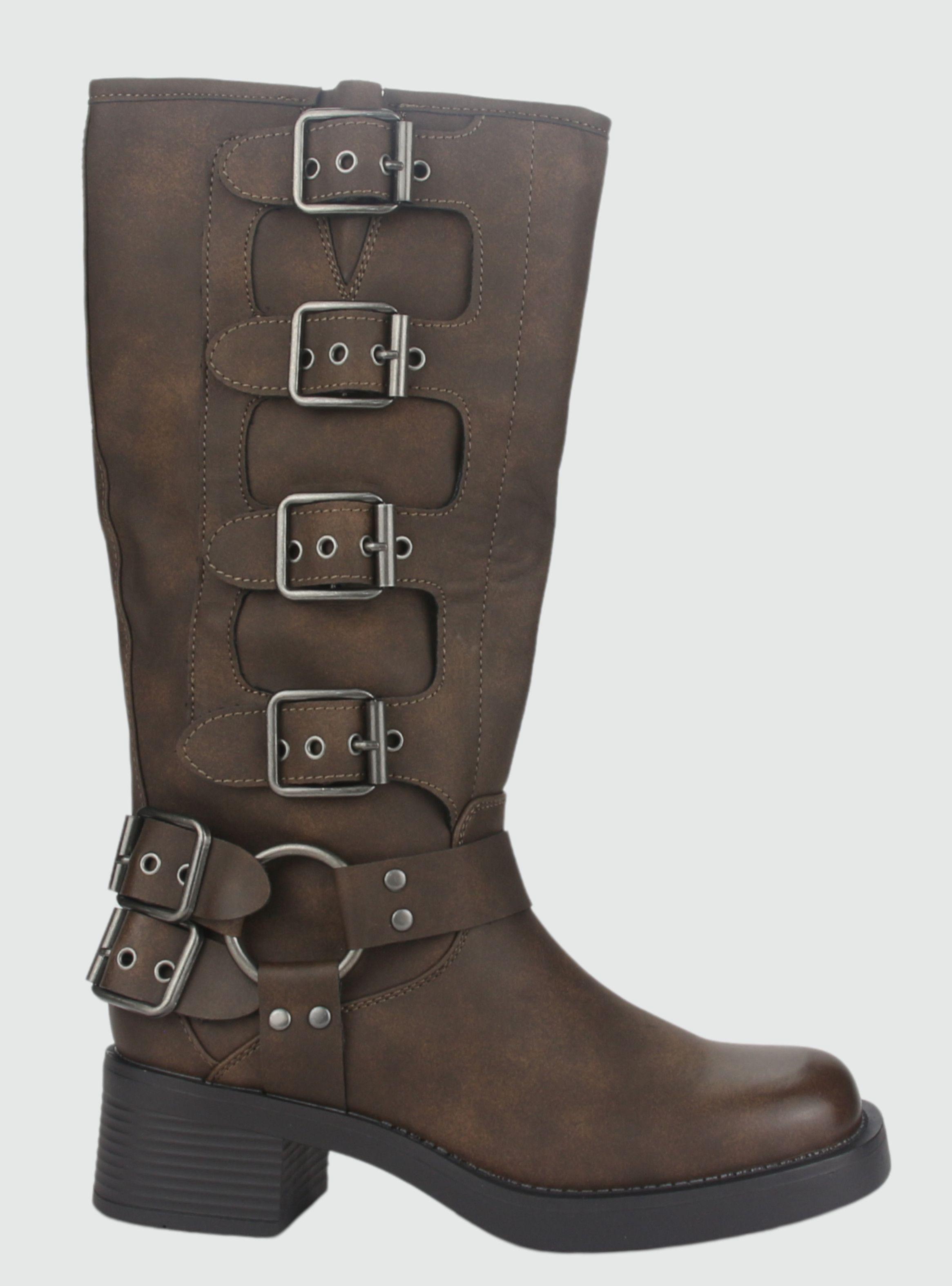 Bota Chalada Mujer Biker-2 Café Casual-0
