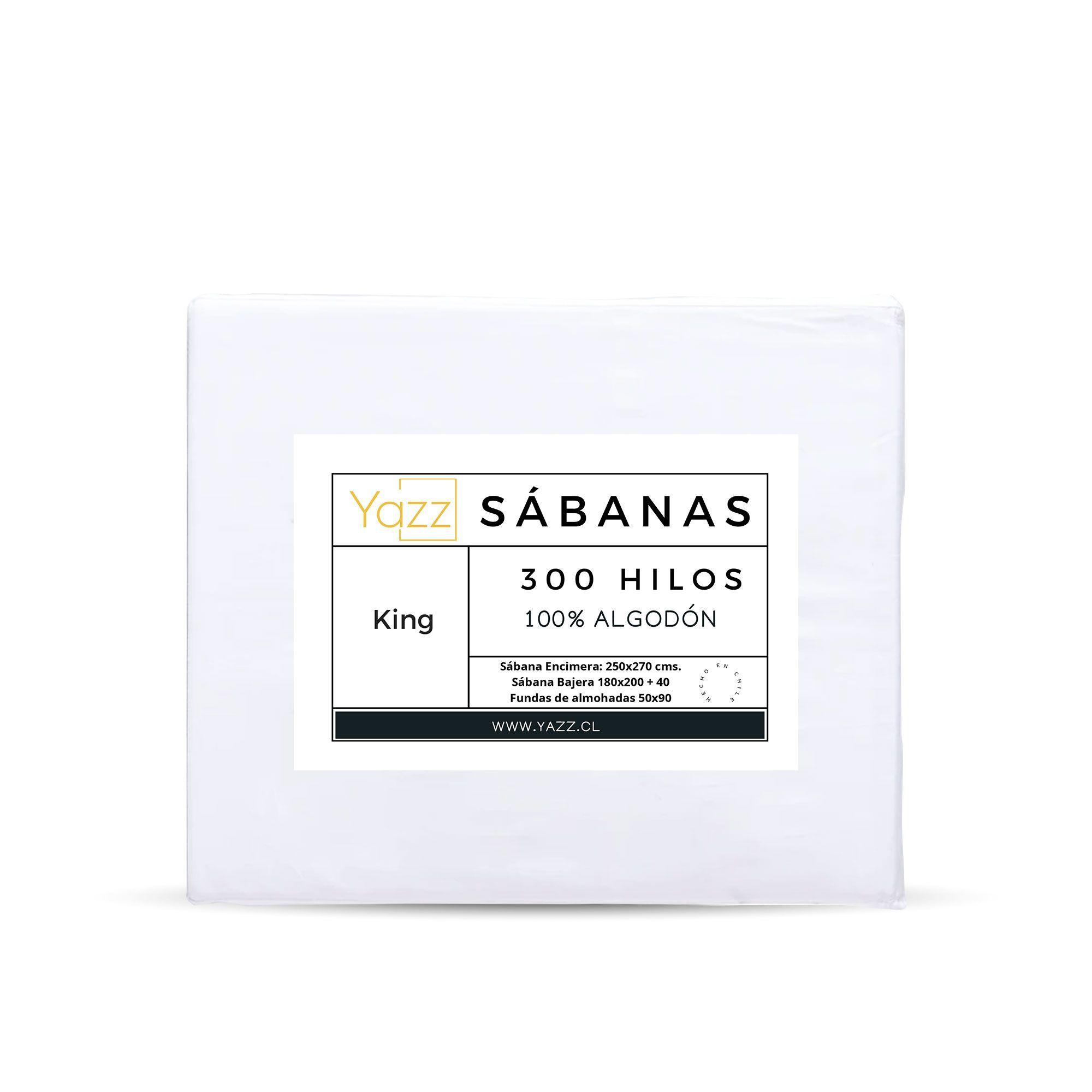 Sábana Yazz 300 Hilos Algodón Lisa Blanco King-0