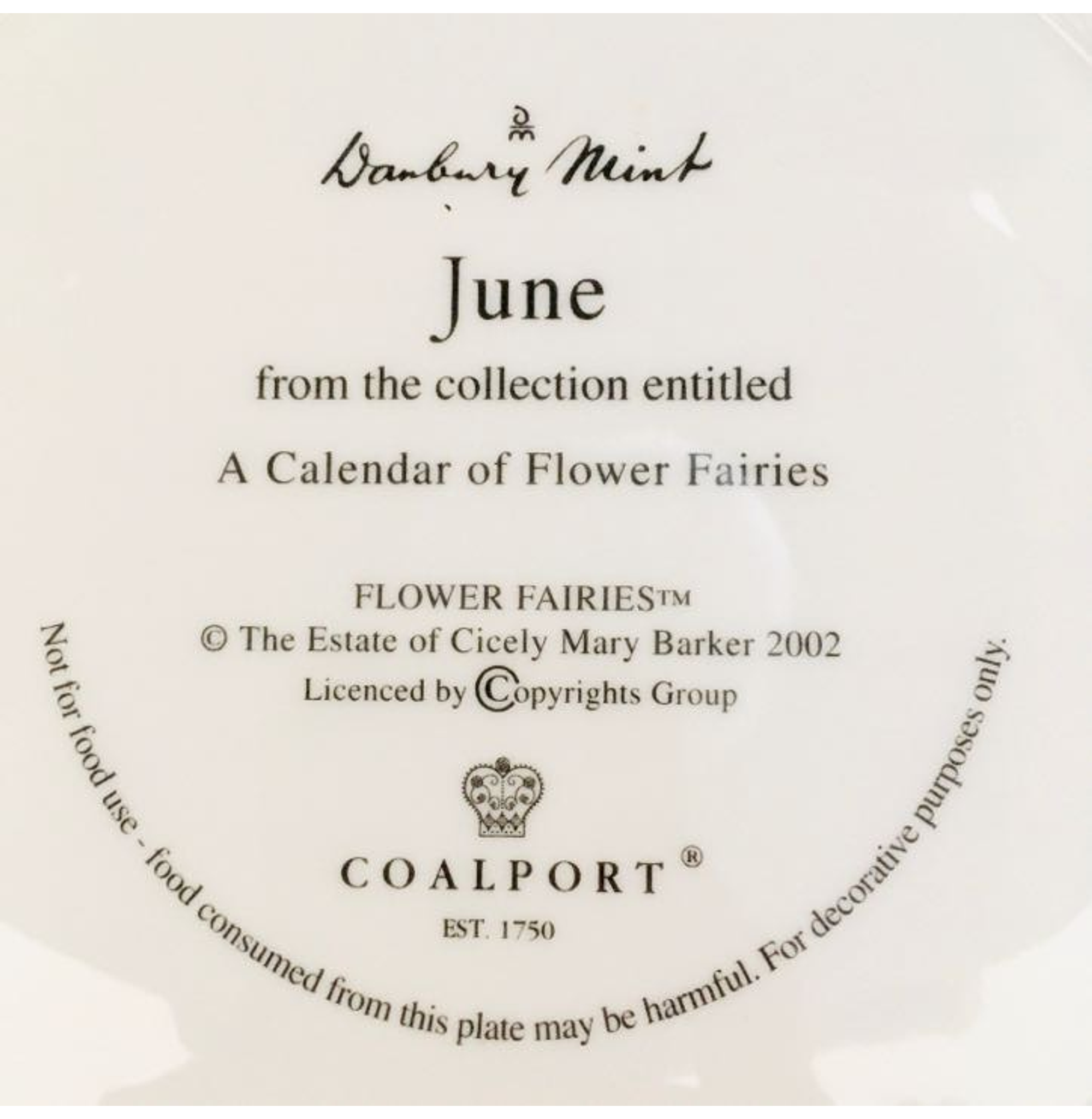 Plato decorativo serie 'Un calendario de hadas de las flores', Junio, (2002)-2