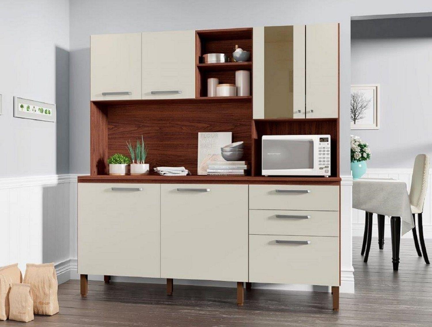 Mueble de Cocina 6 Puertas M-2929 Vainilla Castaño-1