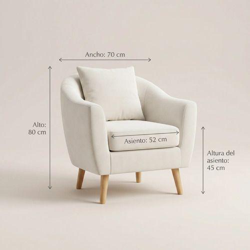 Sitial Poltrona Silla Sillon Con Cojin De Regalo 80x70x52cm Blanco-3