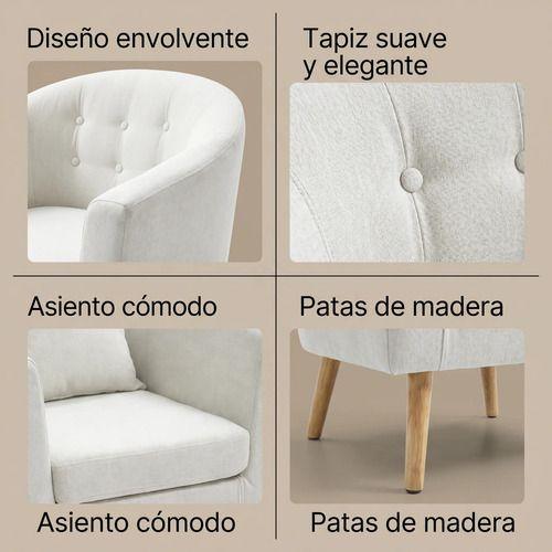 Sitial Poltrona Silla Sillon Con Cojin De Regalo 80x70x52cm Blanco-4