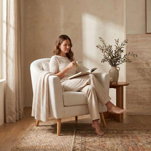 Sitial Poltrona Silla Sillon Con Cojin De Regalo 80x70x52cm Blanco-5