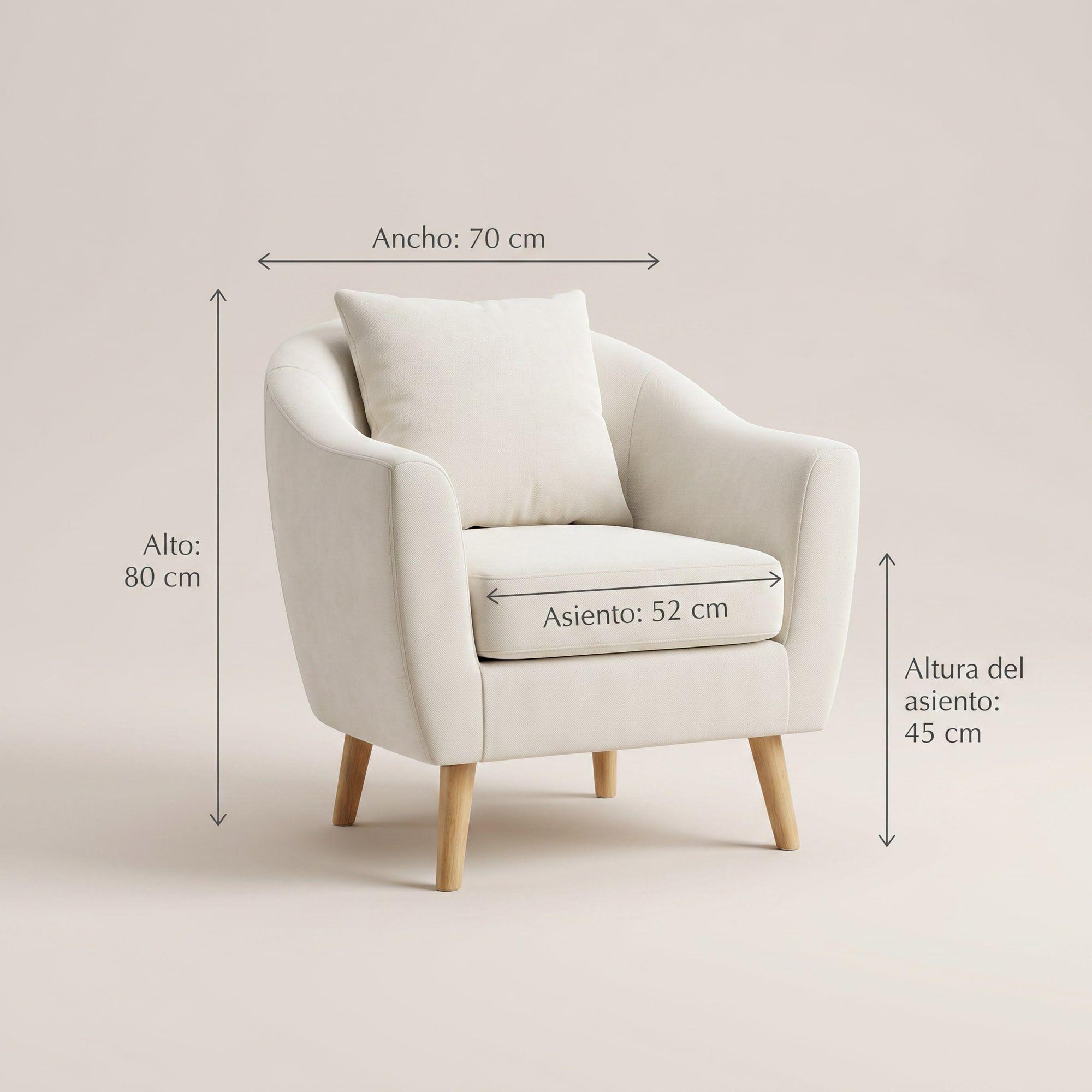 Sitial Poltrona Silla Sillon Con Cojin De Regalo 80x70x52cm Blanco-3