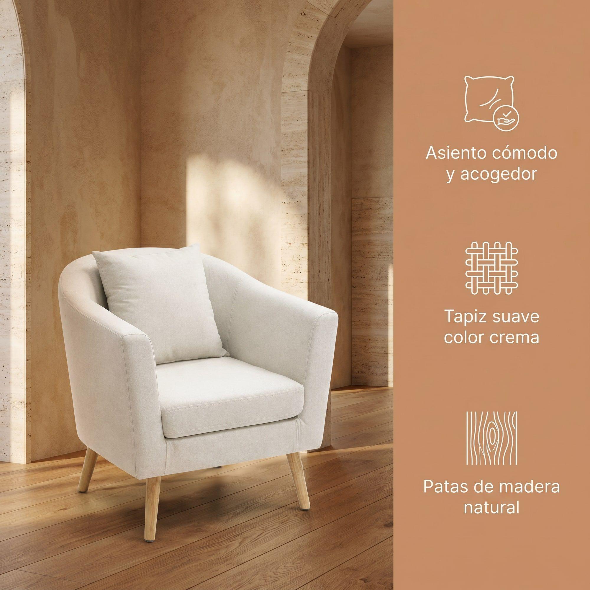 Sitial Poltrona Silla Sillon Con Cojin De Regalo 80x70x52cm Blanco-2