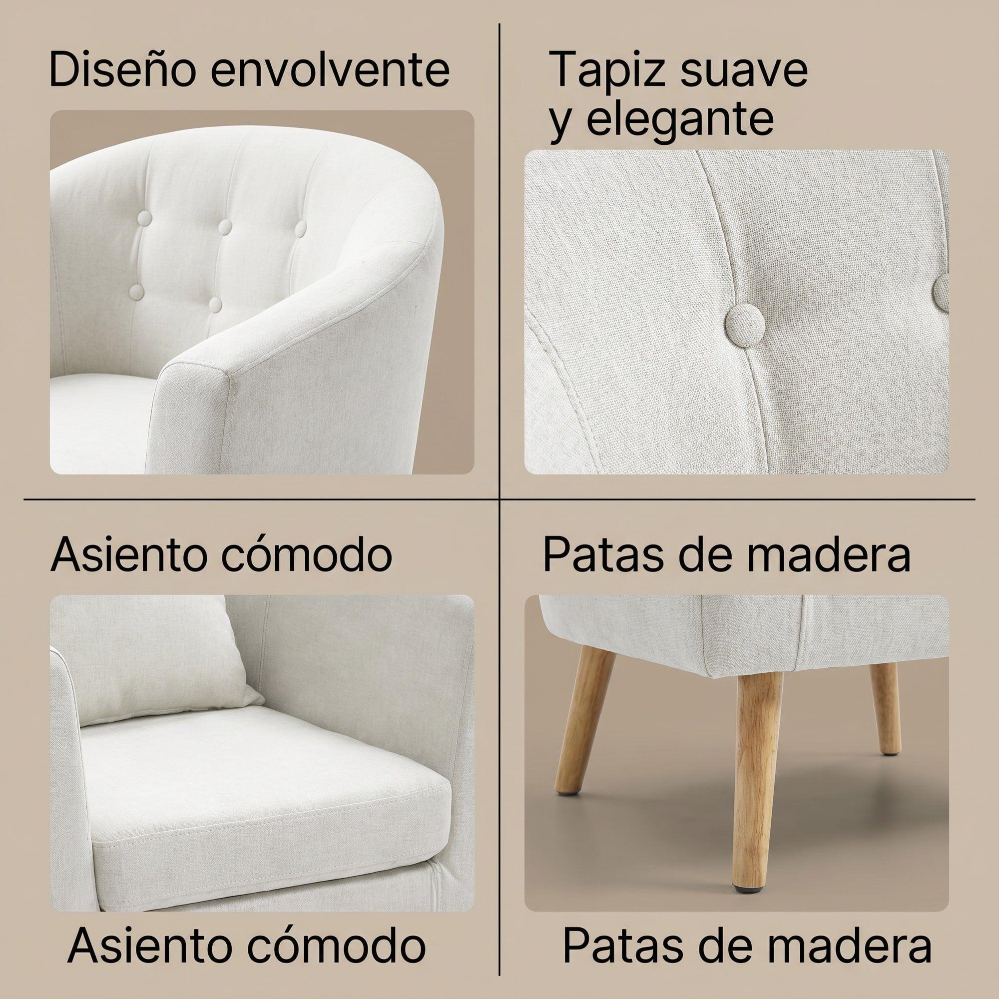 Sitial Poltrona Silla Sillon Con Cojin De Regalo 80x70x52cm Blanco-4