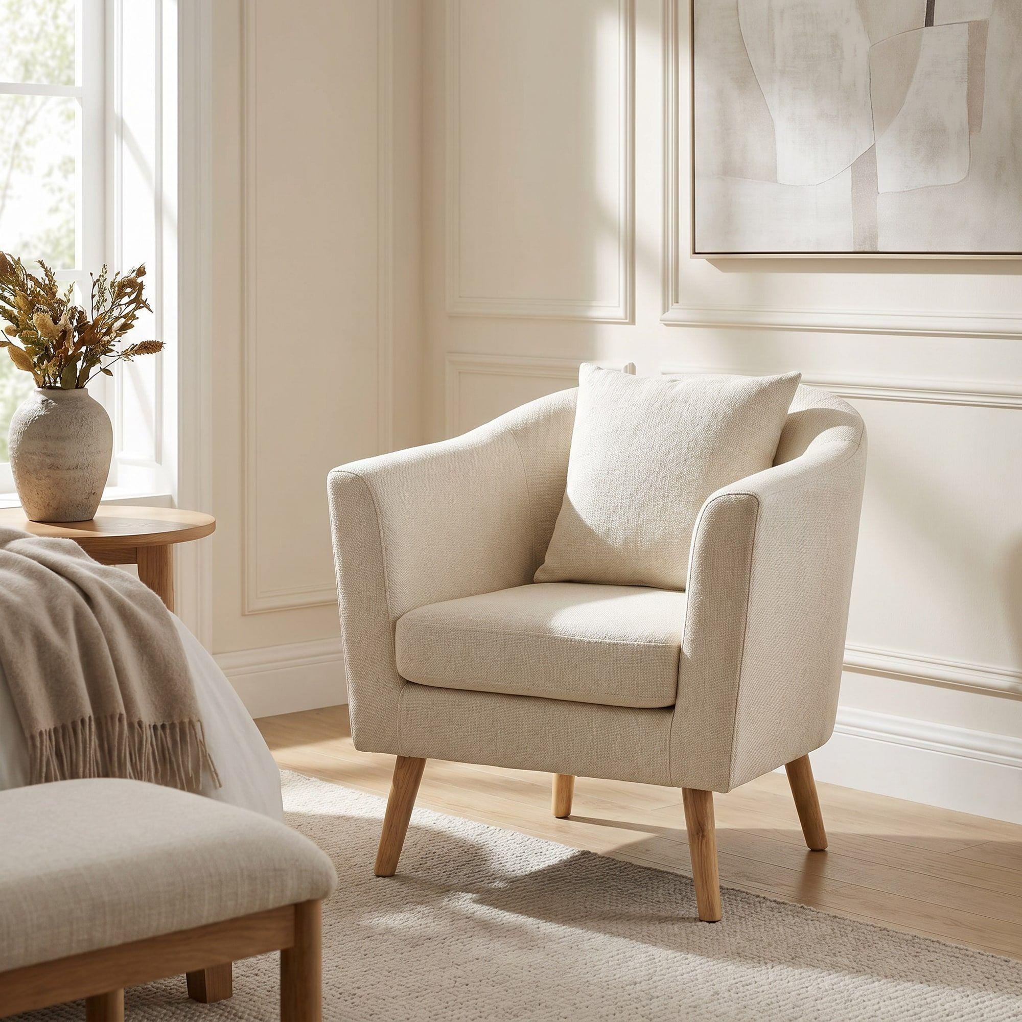 Sitial Poltrona Silla Sillon Con Cojin De Regalo 80x70x52cm Blanco-6