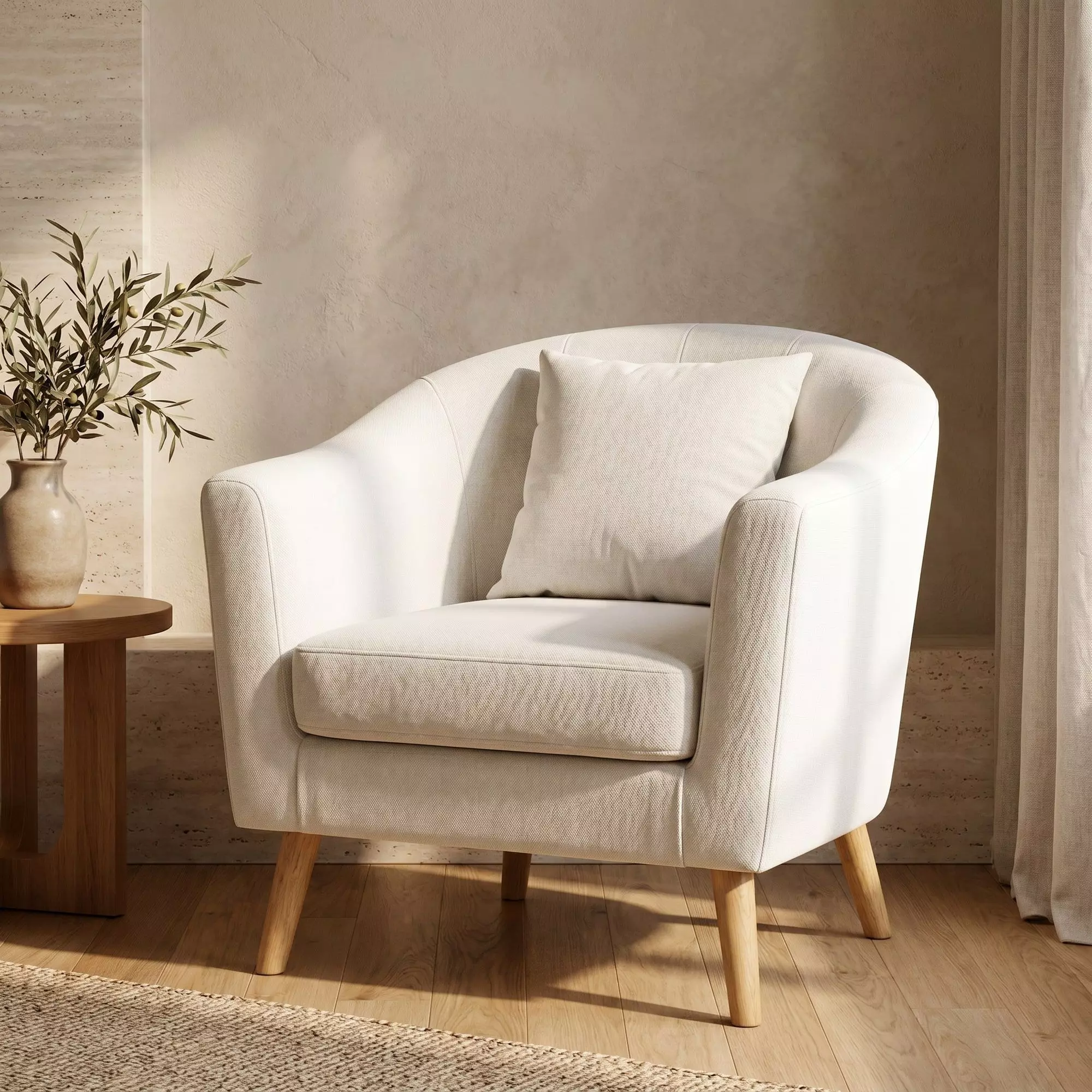 Sitial Poltrona Silla Sillon Con Cojin De Regalo 80x70x52cm Blanco-7