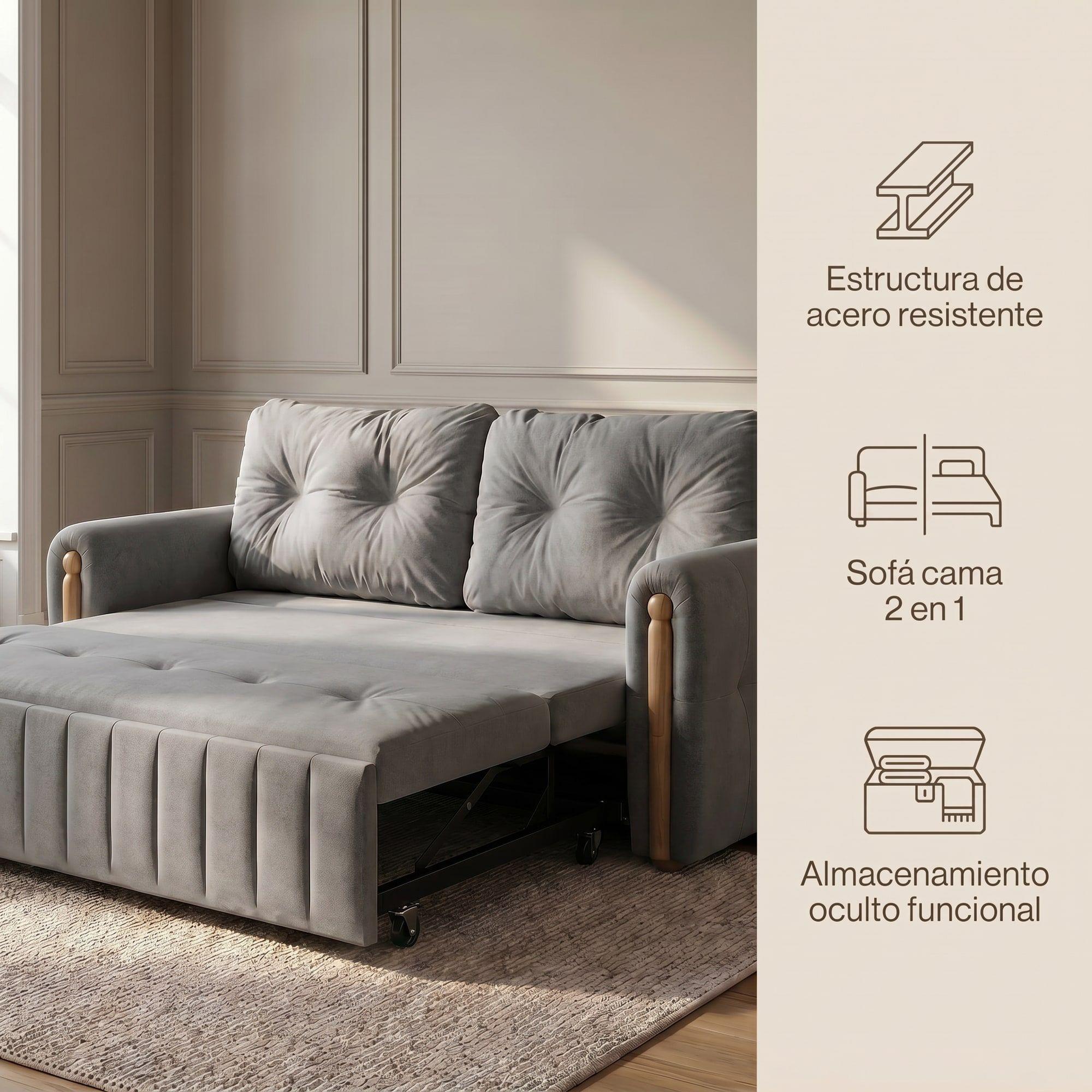 Sofa Cama 3 Cuerpo Con Alcenamiento Cama De 2 Plazas SFCM202502 GRIS-2