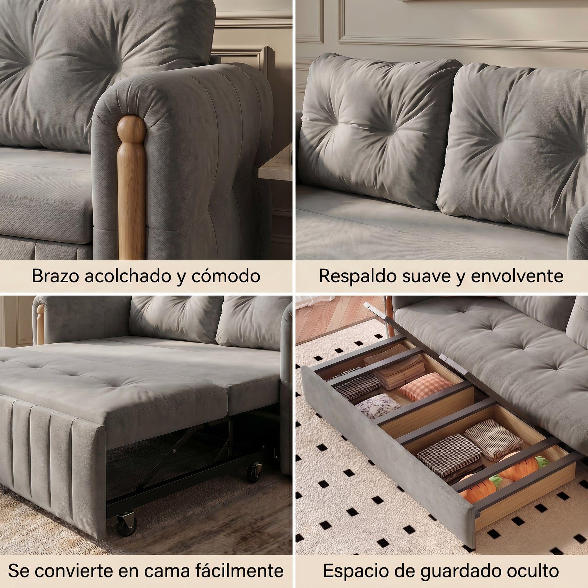 Sofa Cama 3 Cuerpo Con Alcenamiento Cama De 2 Plazas SFCM202502 GRIS-4
