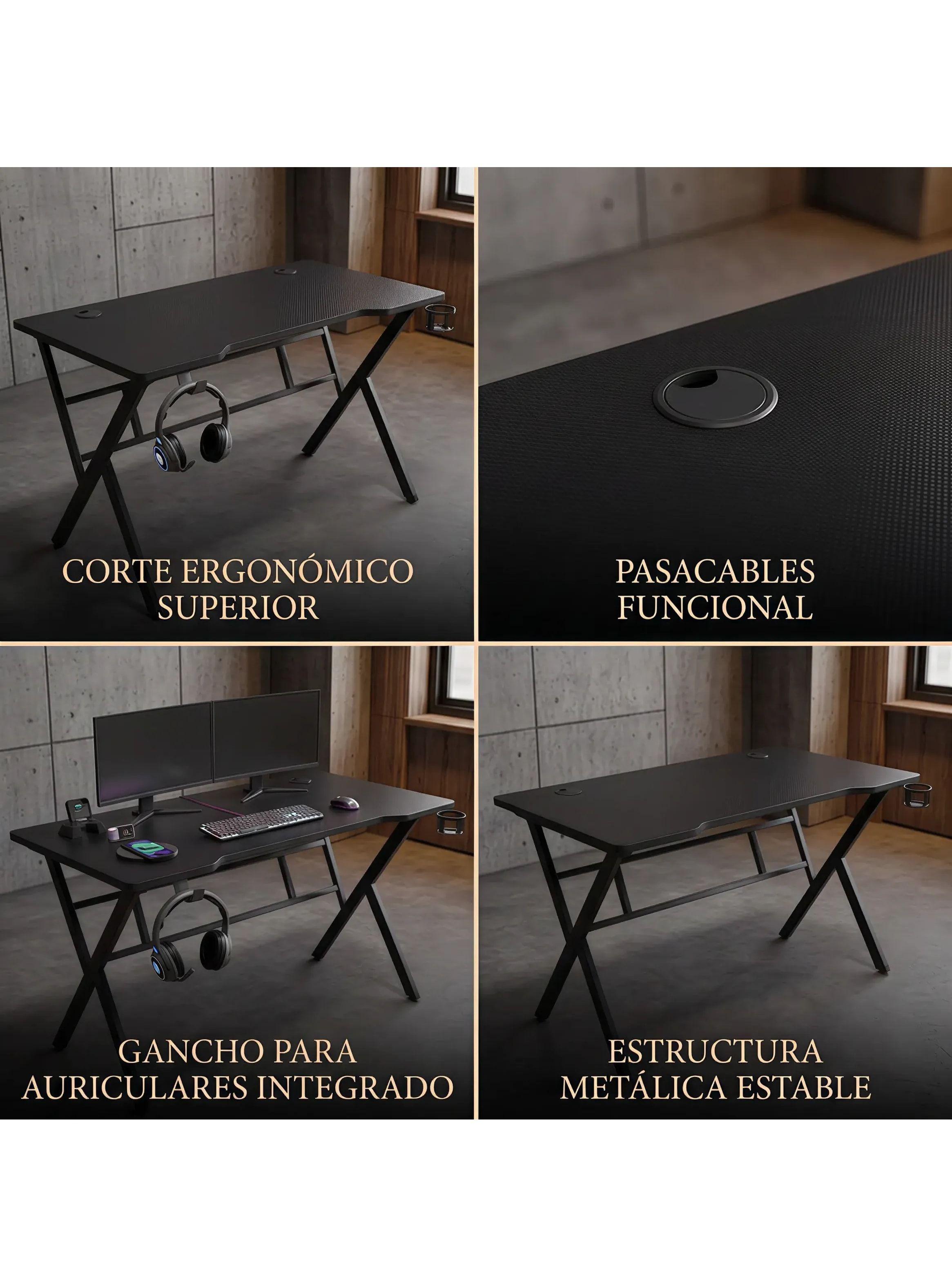 Escritorio Gamer Alessio Para Pc Con Estructura Metálica-3