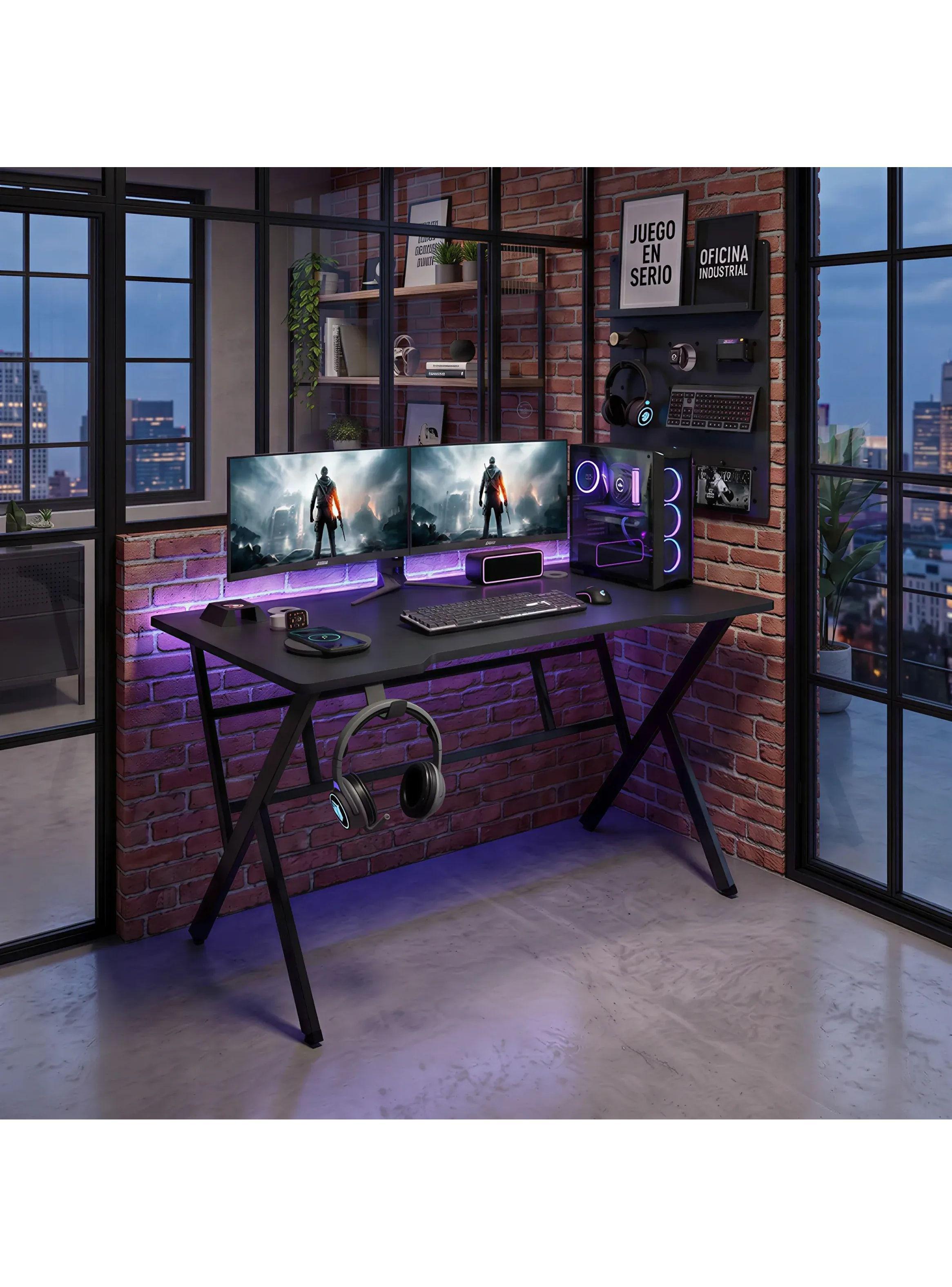 Escritorio Gamer Alessio Para Pc Con Estructura Metálica-6