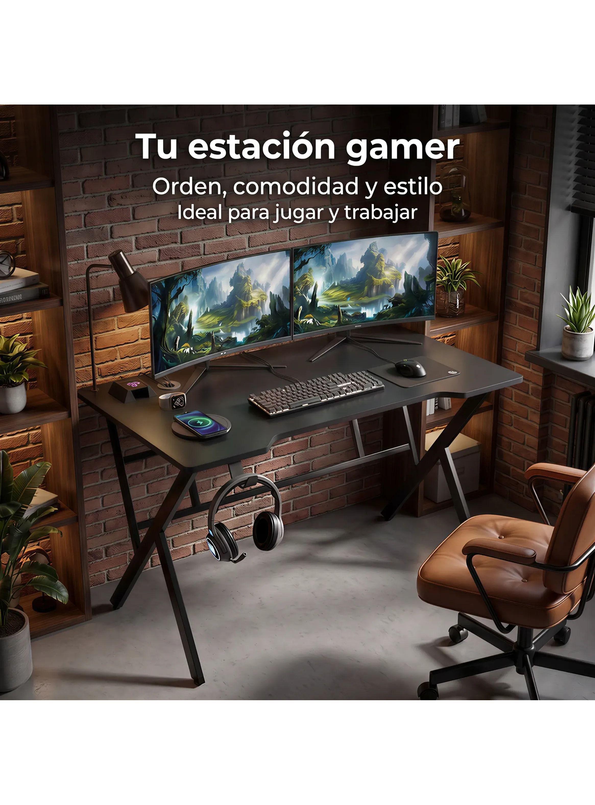 Escritorio Gamer Alessio Para Pc Con Estructura Metálica-7