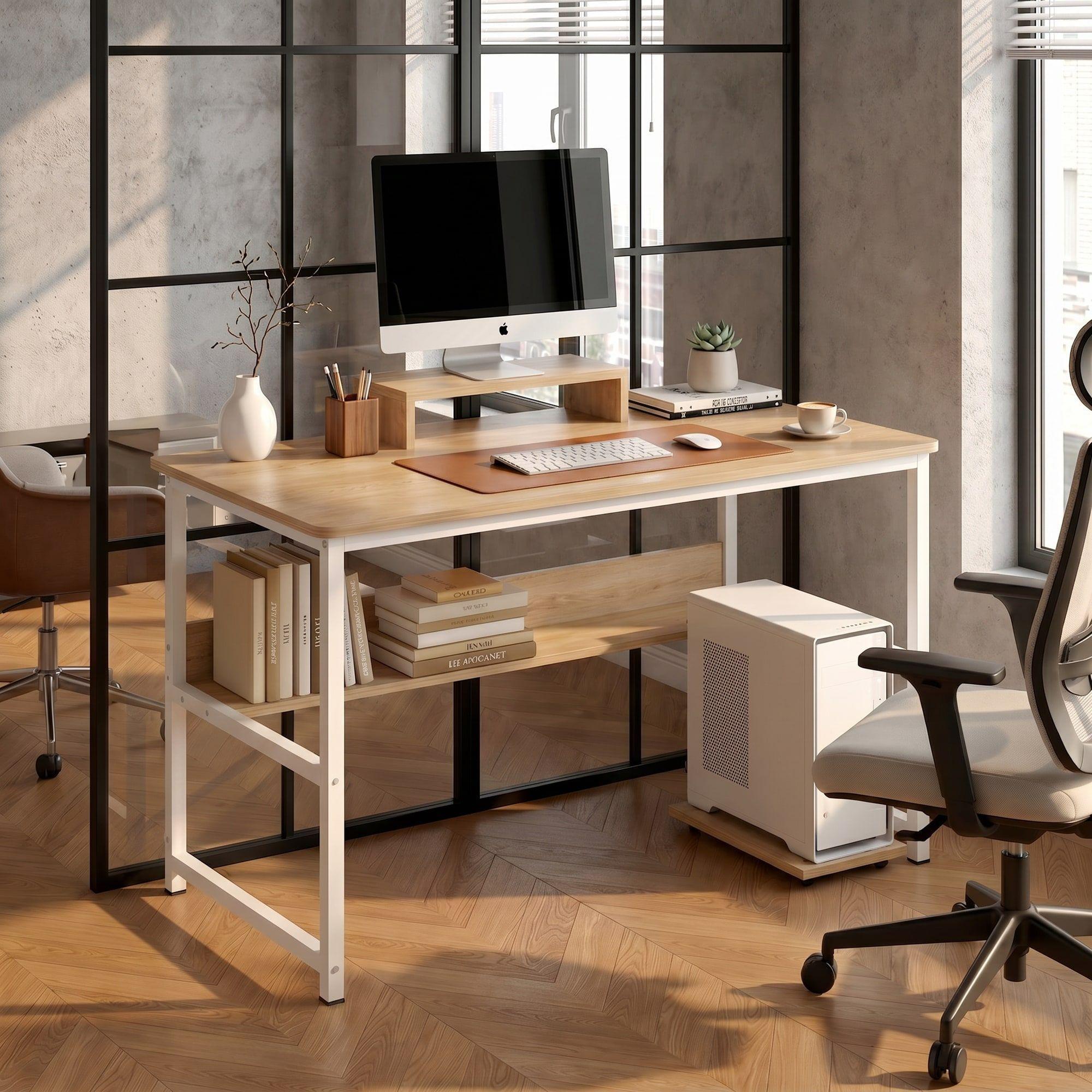 Escritorio Con Elevador De Monitor Y Organizadores 100x50x72 Arce-4