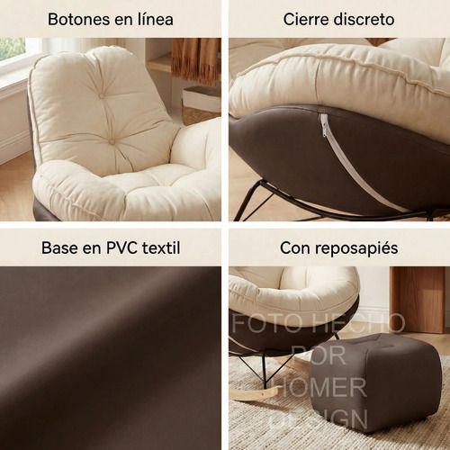 Sillon Mecedor Silla Mecedora Sitial Talla L Con Raposa Pie Blanco Cafe Liso-4