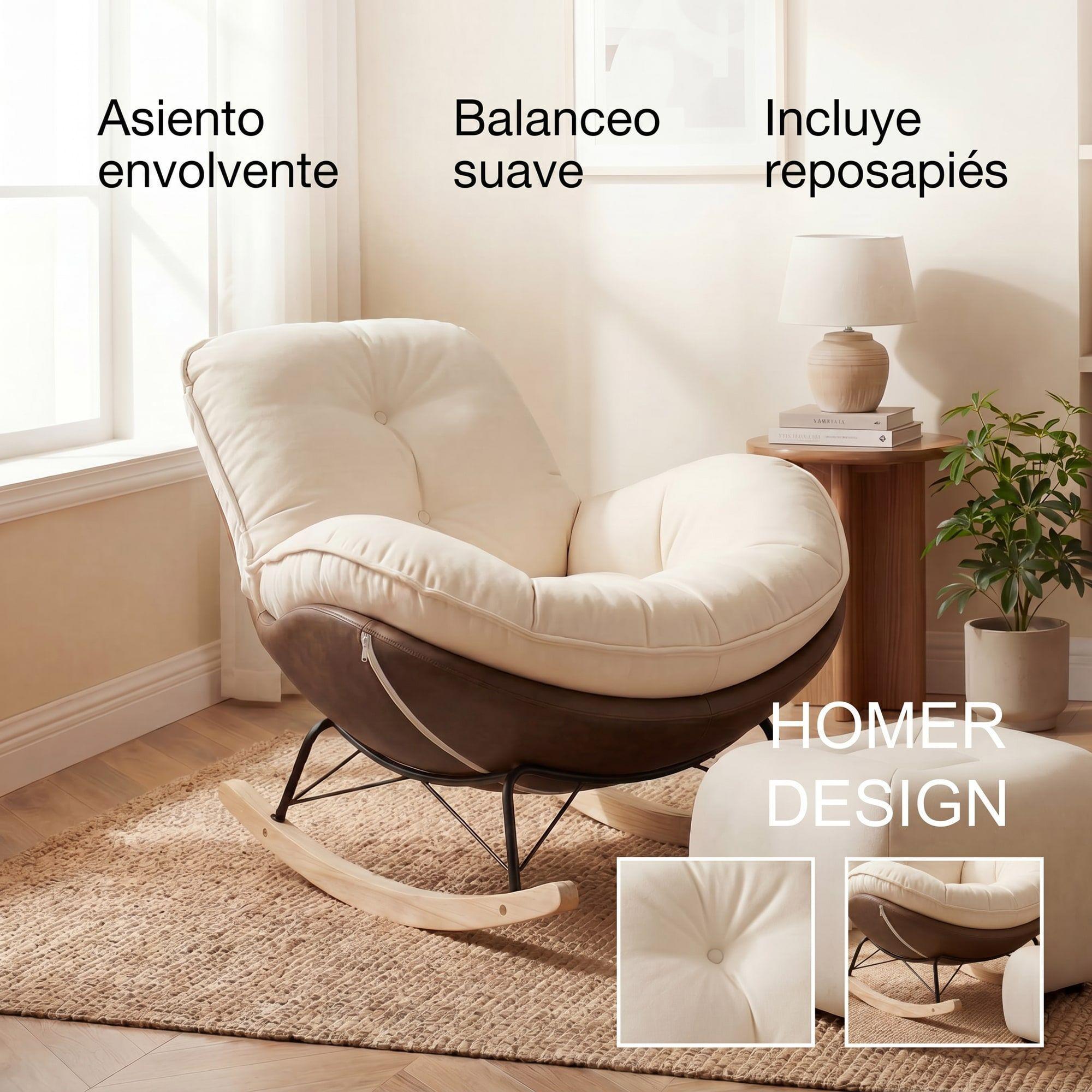 Sillon Mecedor Silla Mecedora Sitial Talla L Con Raposa Pie Blanco Cafe Liso-3