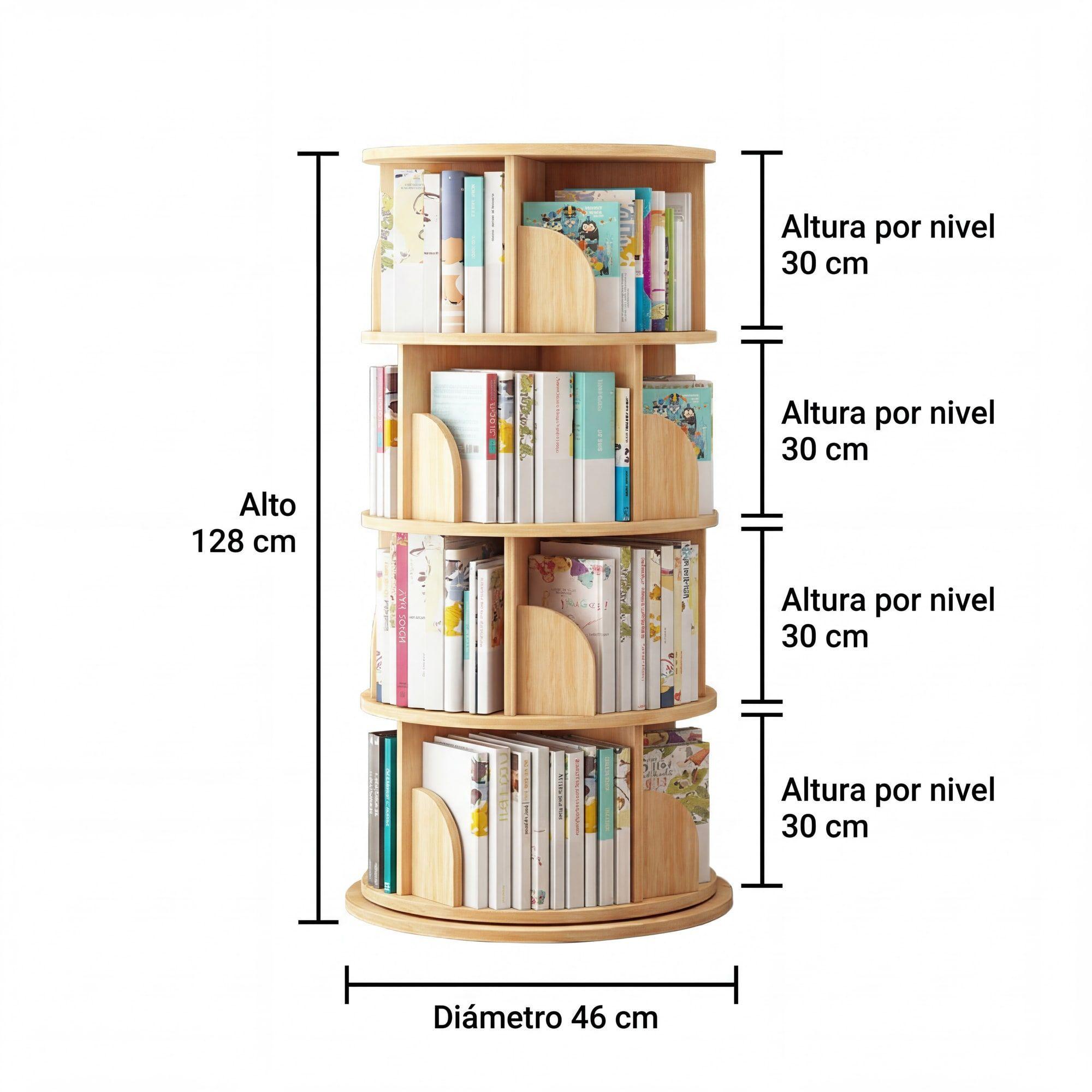 Biblioteca Giratoria Librero Organizador Libros Alto 129cm-2