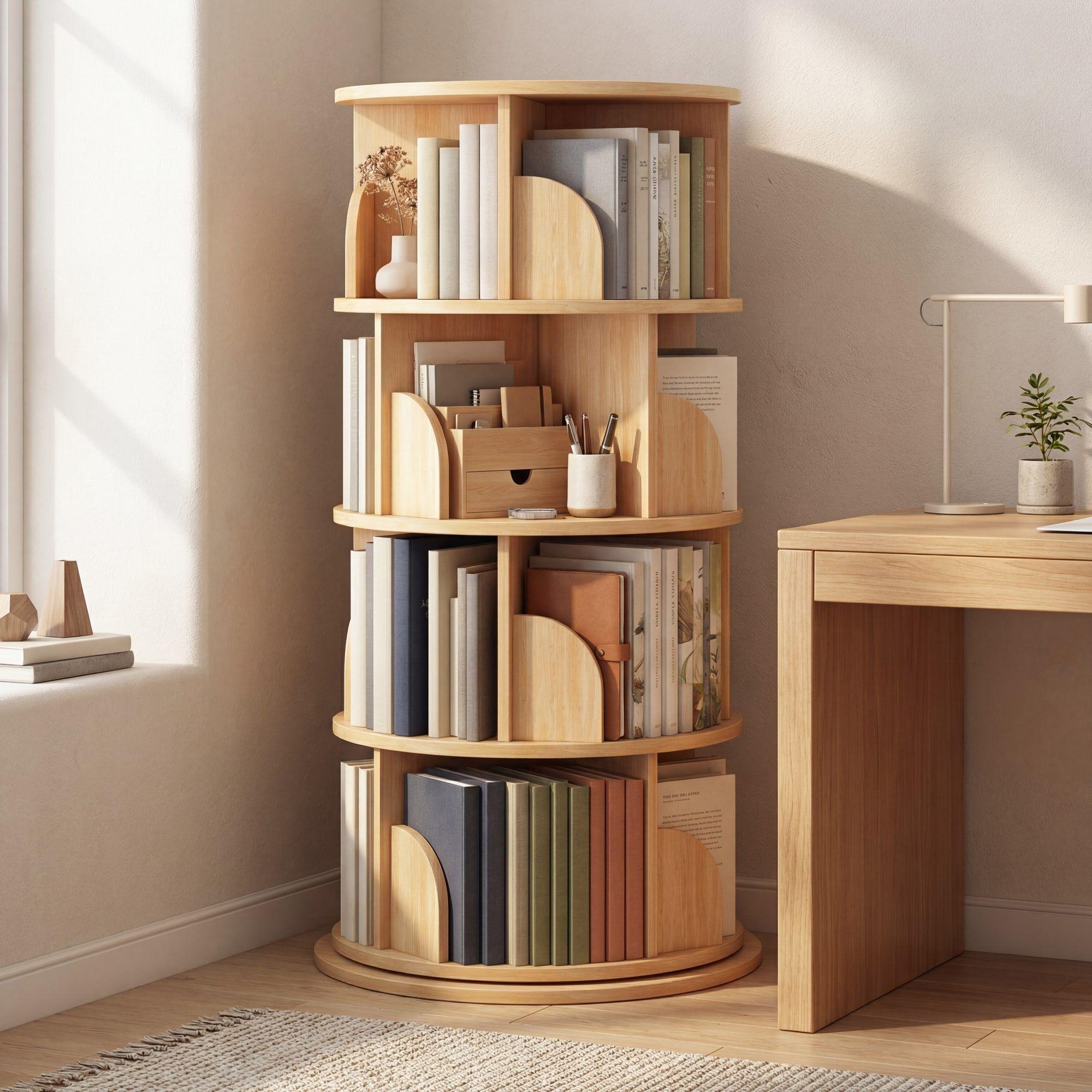 Biblioteca Giratoria Librero Organizador Libros Alto 129cm-5