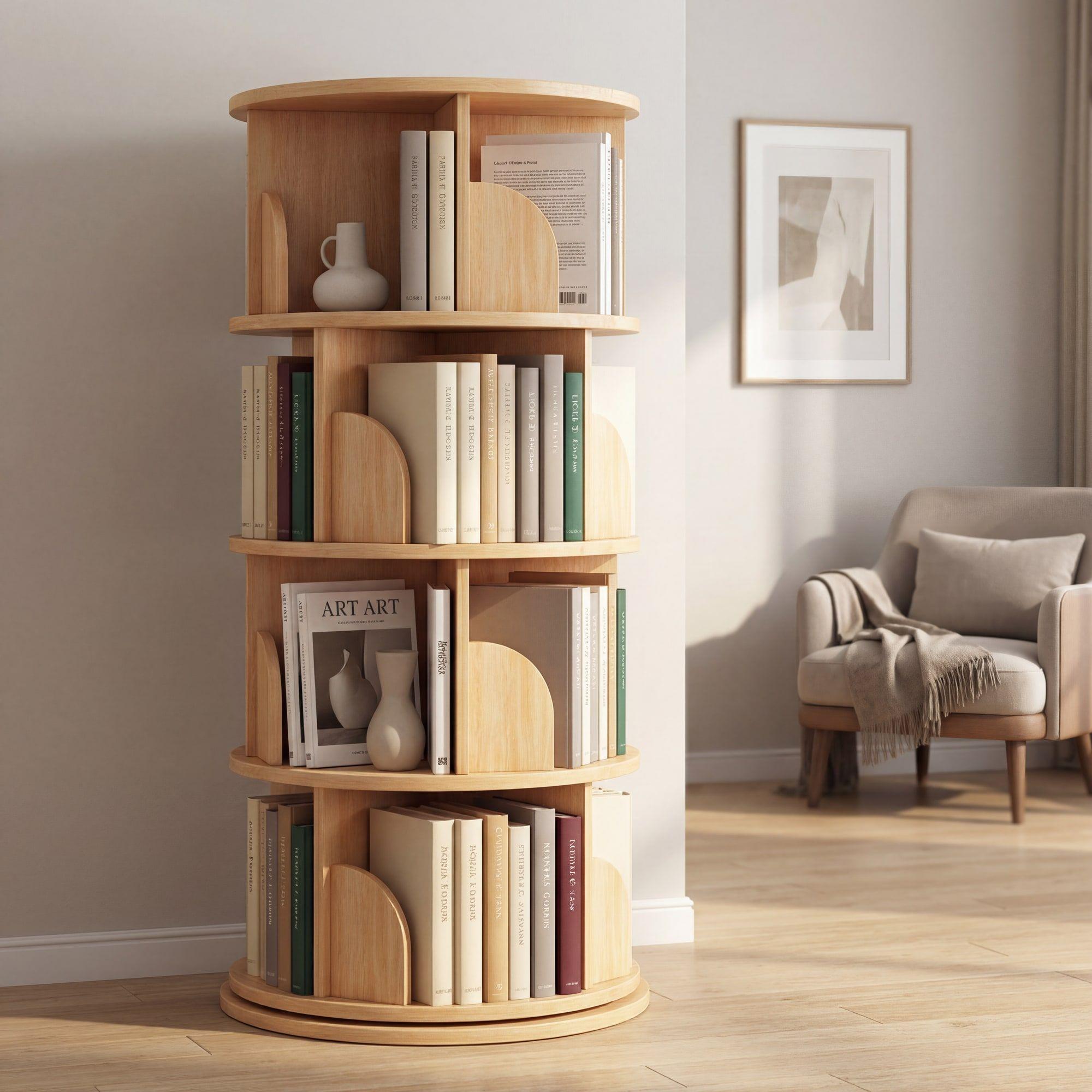 Biblioteca Giratoria Librero Organizador Libros Alto 129cm-6