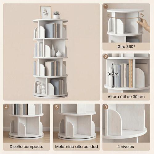 Biblioteca Giratoria Librero Organizador Libros Alto 129cm-4