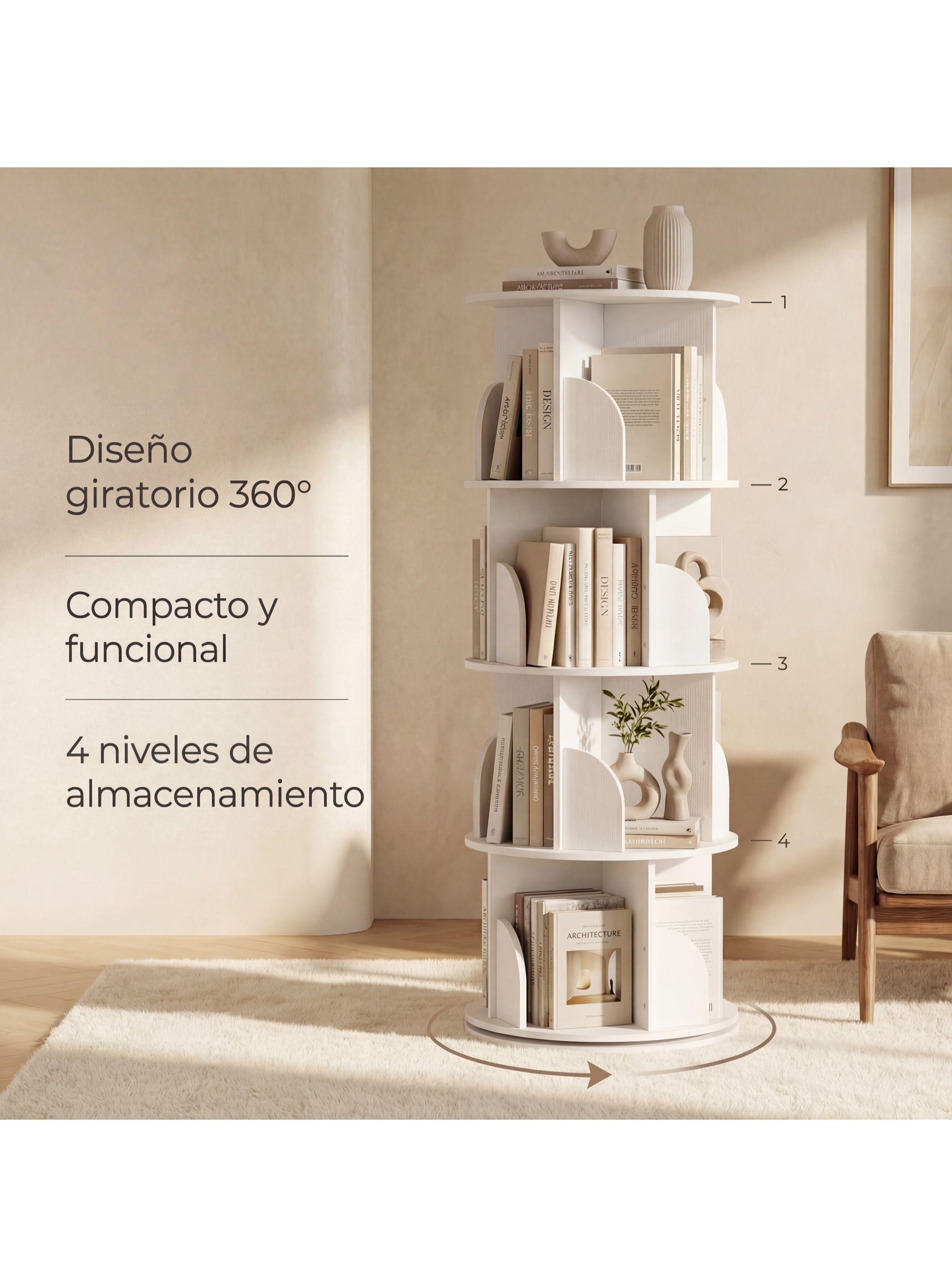 Biblioteca Giratoria Librero Organizador Libros Alto 129cm-1