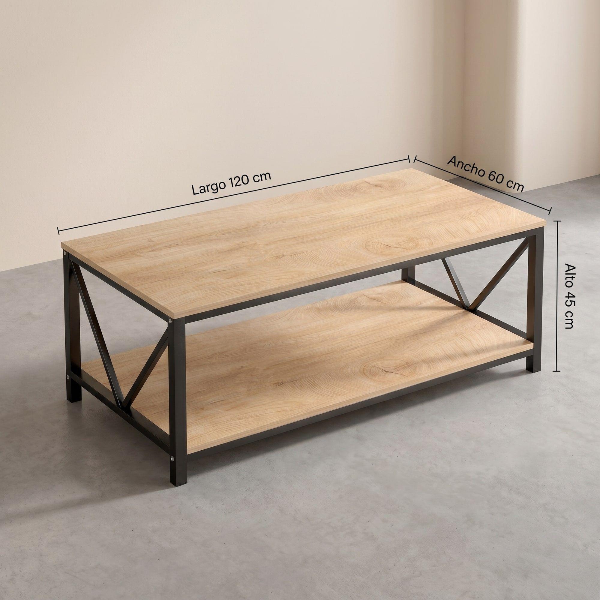Mesa De Centro Minimalista Con Cubierta De Melamina Color Marrón Claro-2