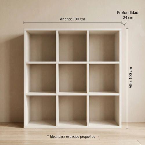 Librero 9 Cubos 3x3 Biblioteca Decoración 100x100x24 Cm Color Blanco-2