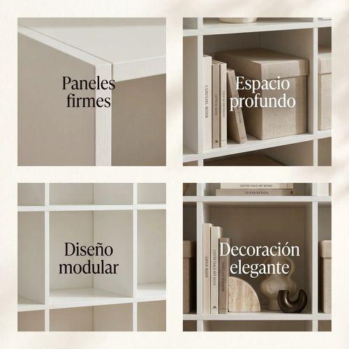 Librero 9 Cubos 3x3 Biblioteca Decoración 100x100x24 Cm Color Blanco-3