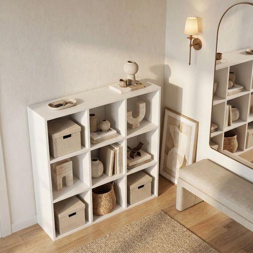 Librero 9 Cubos 3x3 Biblioteca Decoración 100x100x24 Cm Color Blanco-7