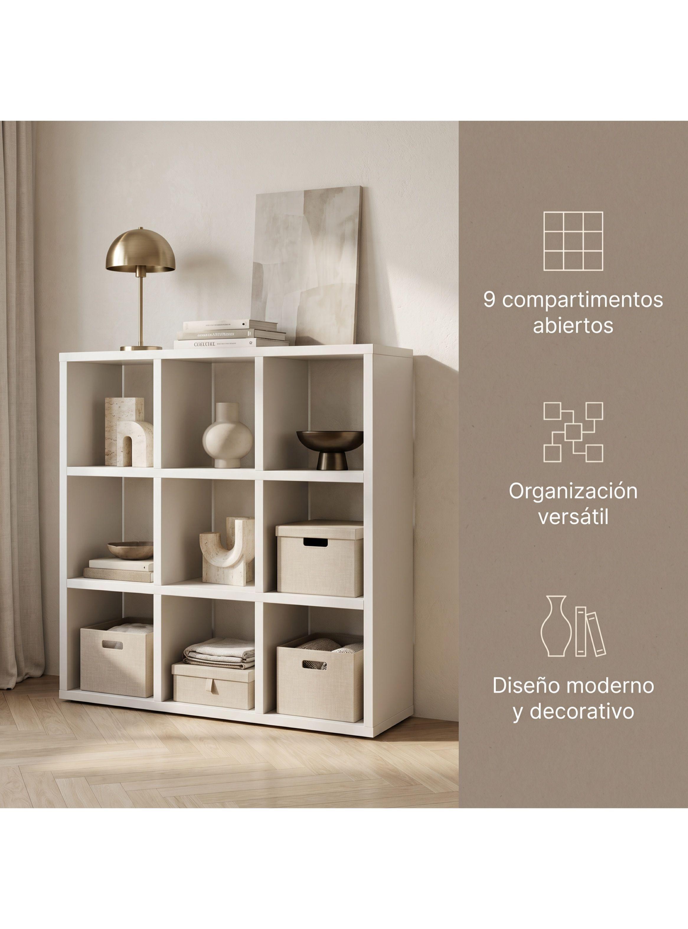 Librero 9 Cubos 3x3 Biblioteca Decoración 100x100x24 Cm Color Blanco-1
