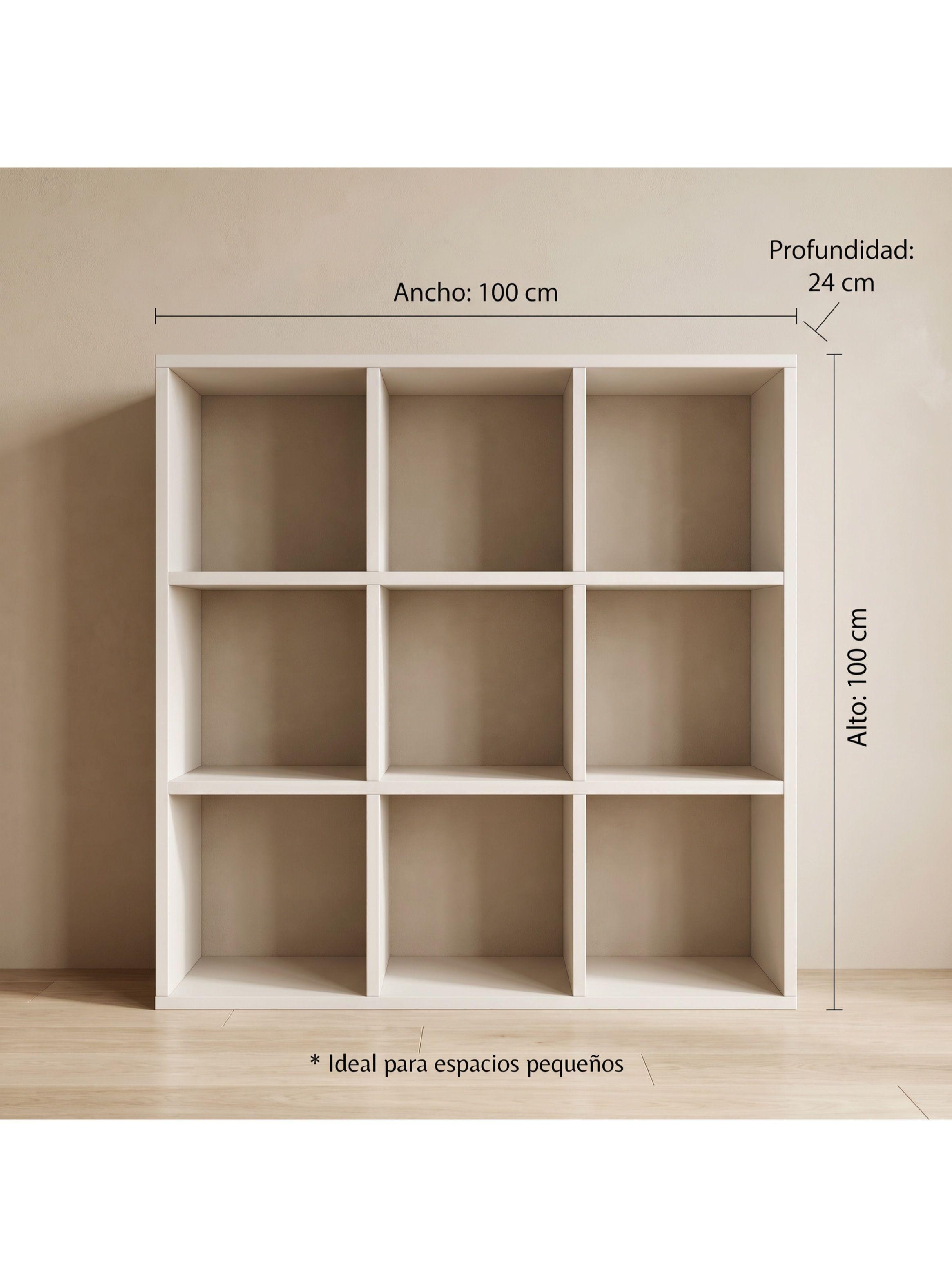 Librero 9 Cubos 3x3 Biblioteca Decoración 100x100x24 Cm Color Blanco-2