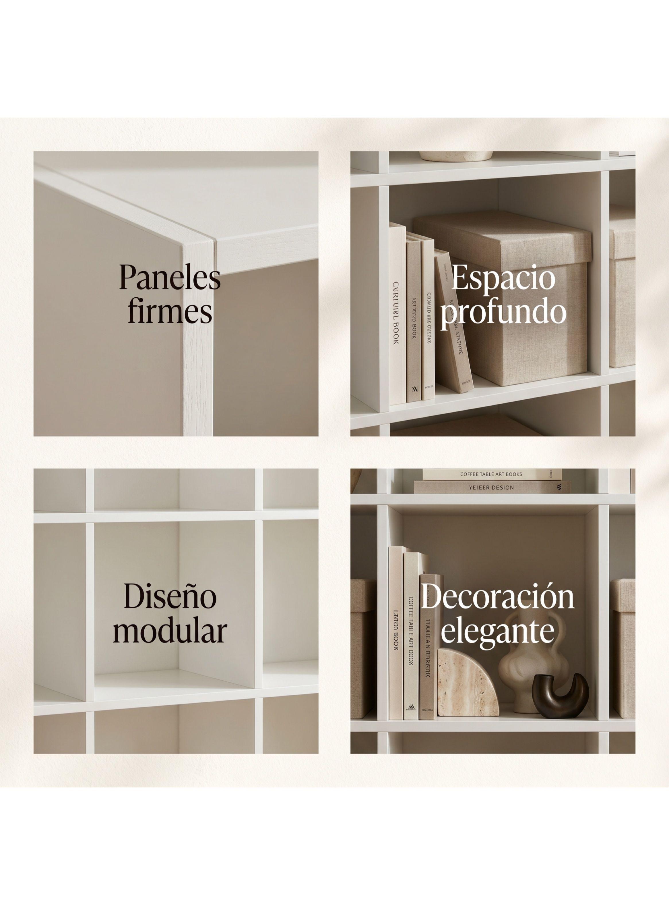 Librero 9 Cubos 3x3 Biblioteca Decoración 100x100x24 Cm Color Blanco-3