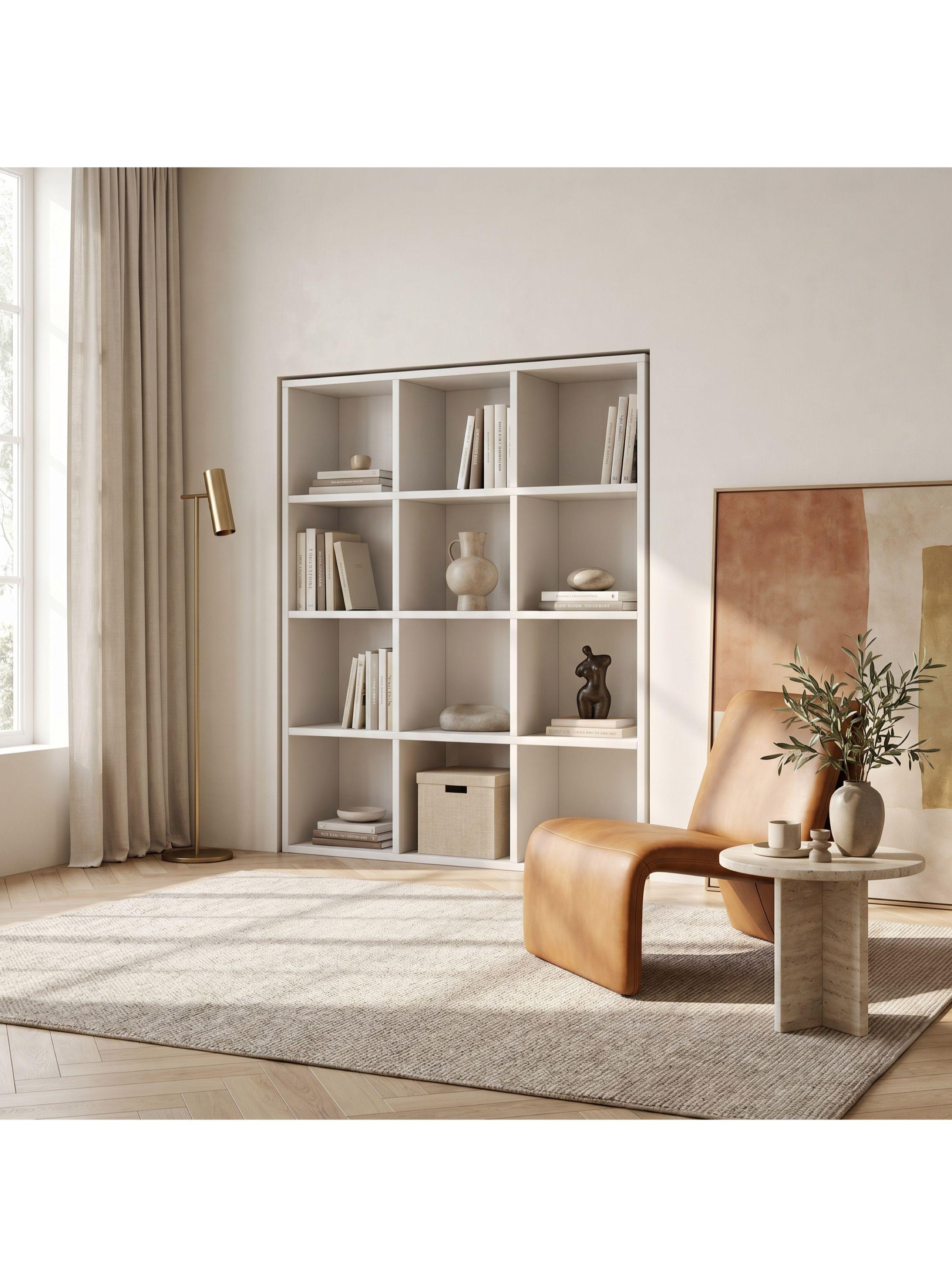 Librero 9 Cubos 3x3 Biblioteca Decoración 100x100x24 Cm Color Blanco-4
