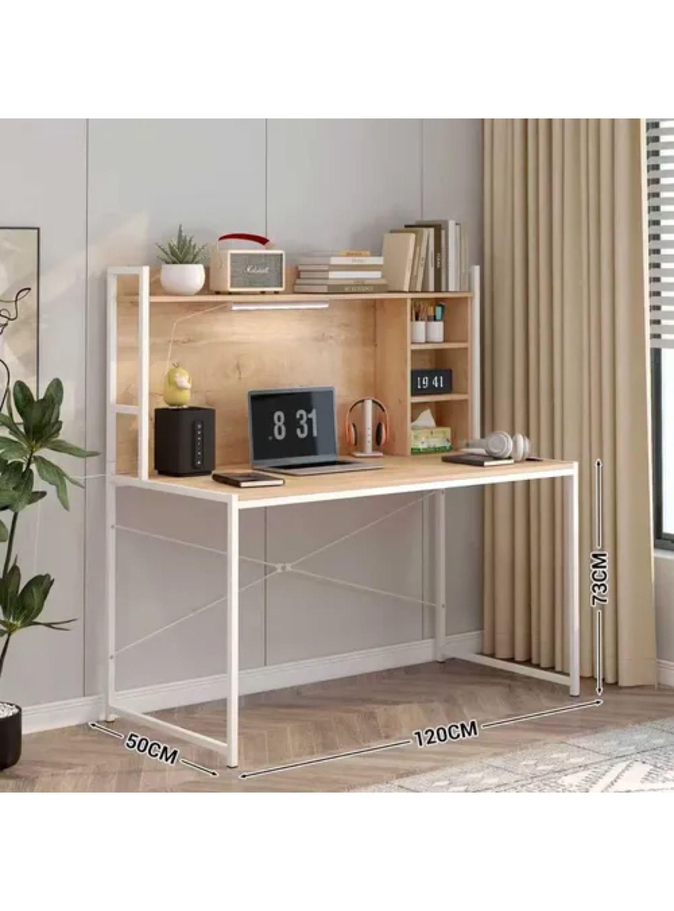 Escritorio Moderno Oficina Con Led Y Organizador 120x50x73cm Marrón-2