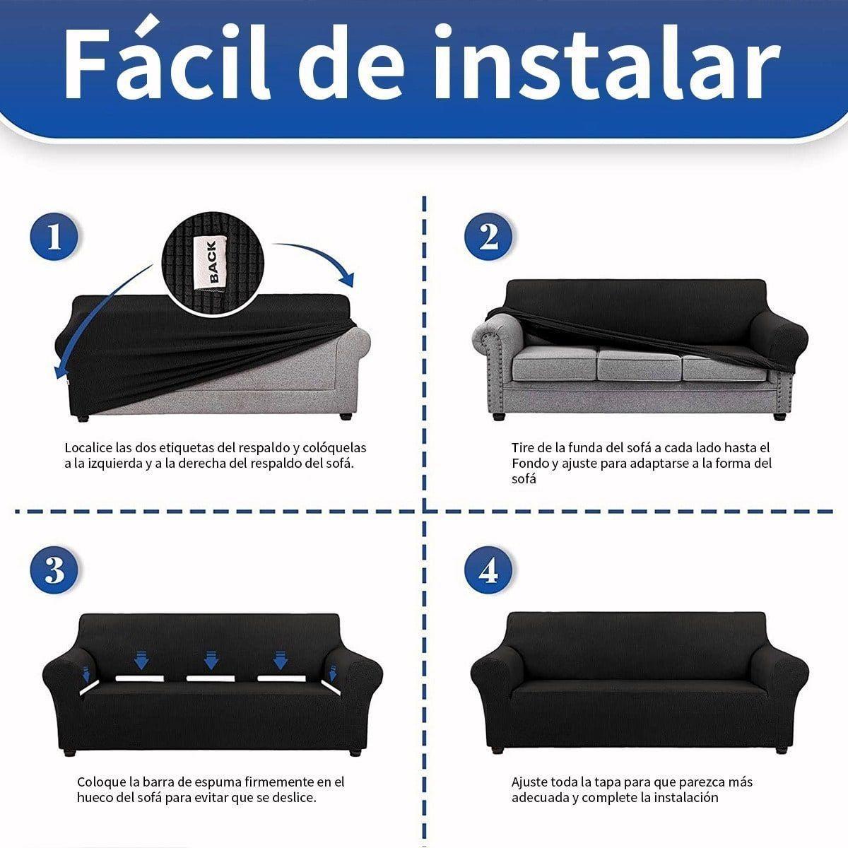 Funda Protectora Para Sofá De 4 Cuerpos Tela Gruesa Premium Gris Oscuro-5
