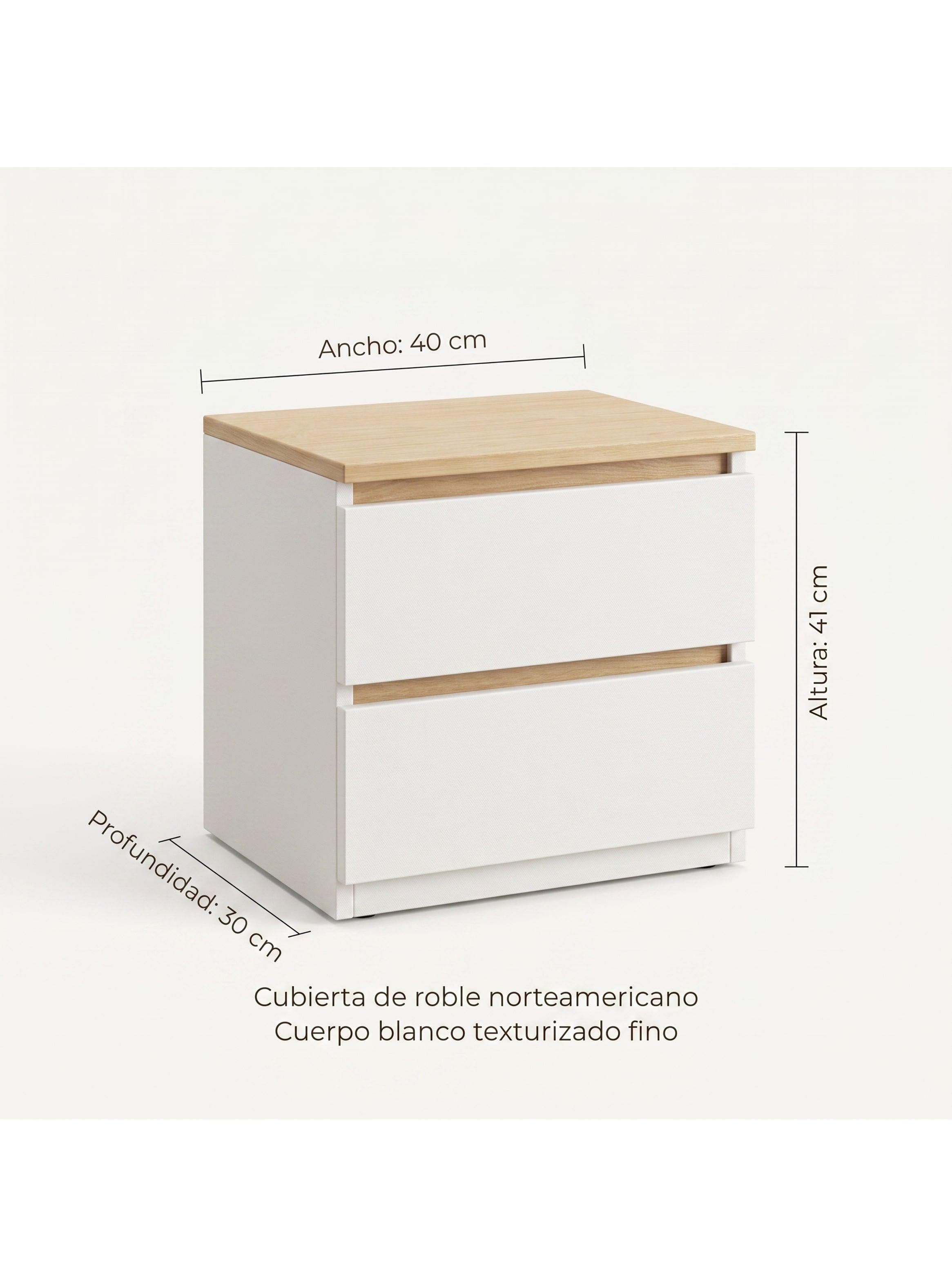 Velador 2 Niveles Con 2 Cajones Homer Design 40*30*41cm Mate Marrón Clara-2