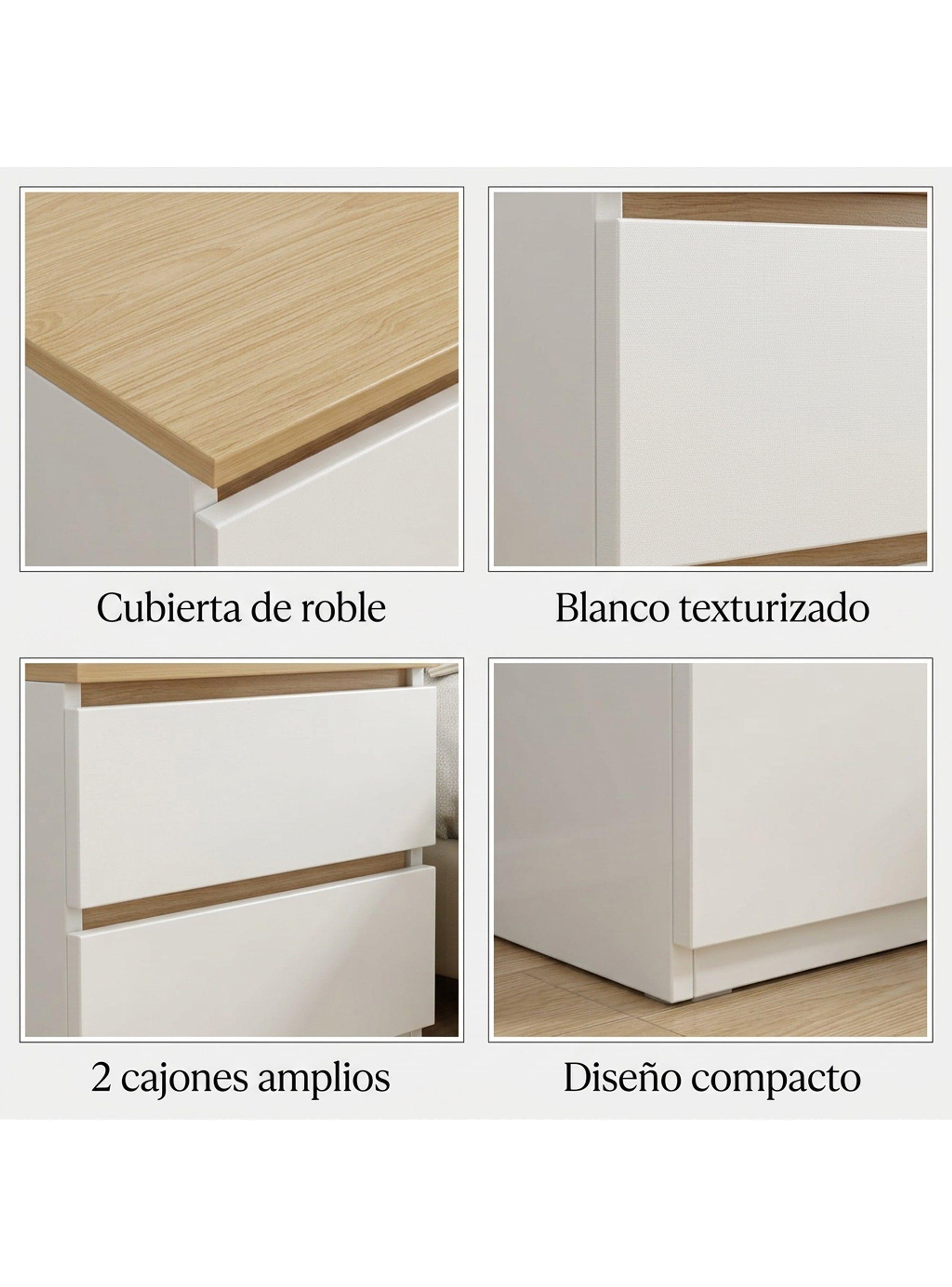 Velador 2 Niveles Con 2 Cajones Homer Design 40*30*41cm Mate Marrón Clara-3