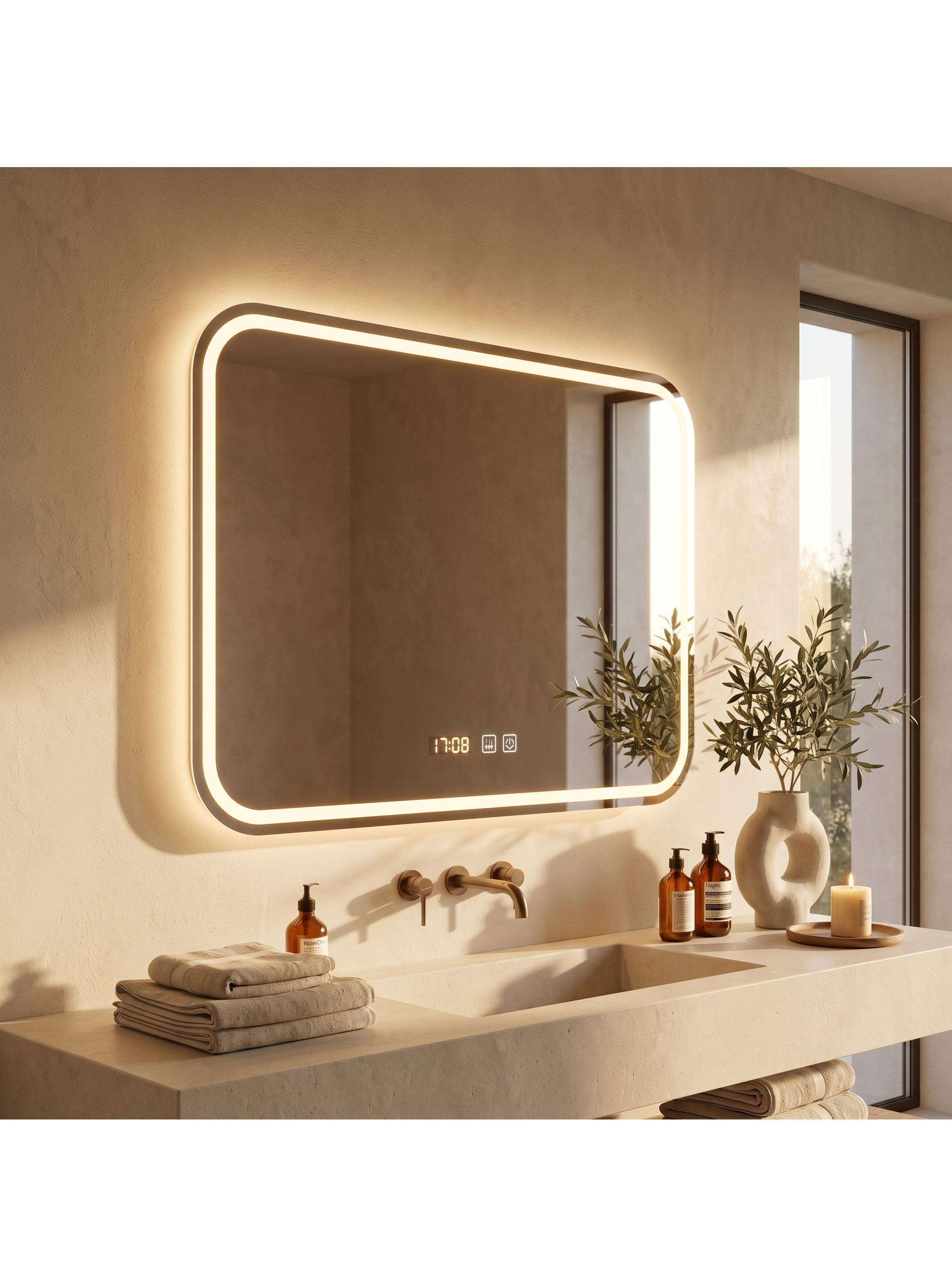 Espejo Baños Inteligente Luz Variable Antiempañante 80x100 Horizontal-4