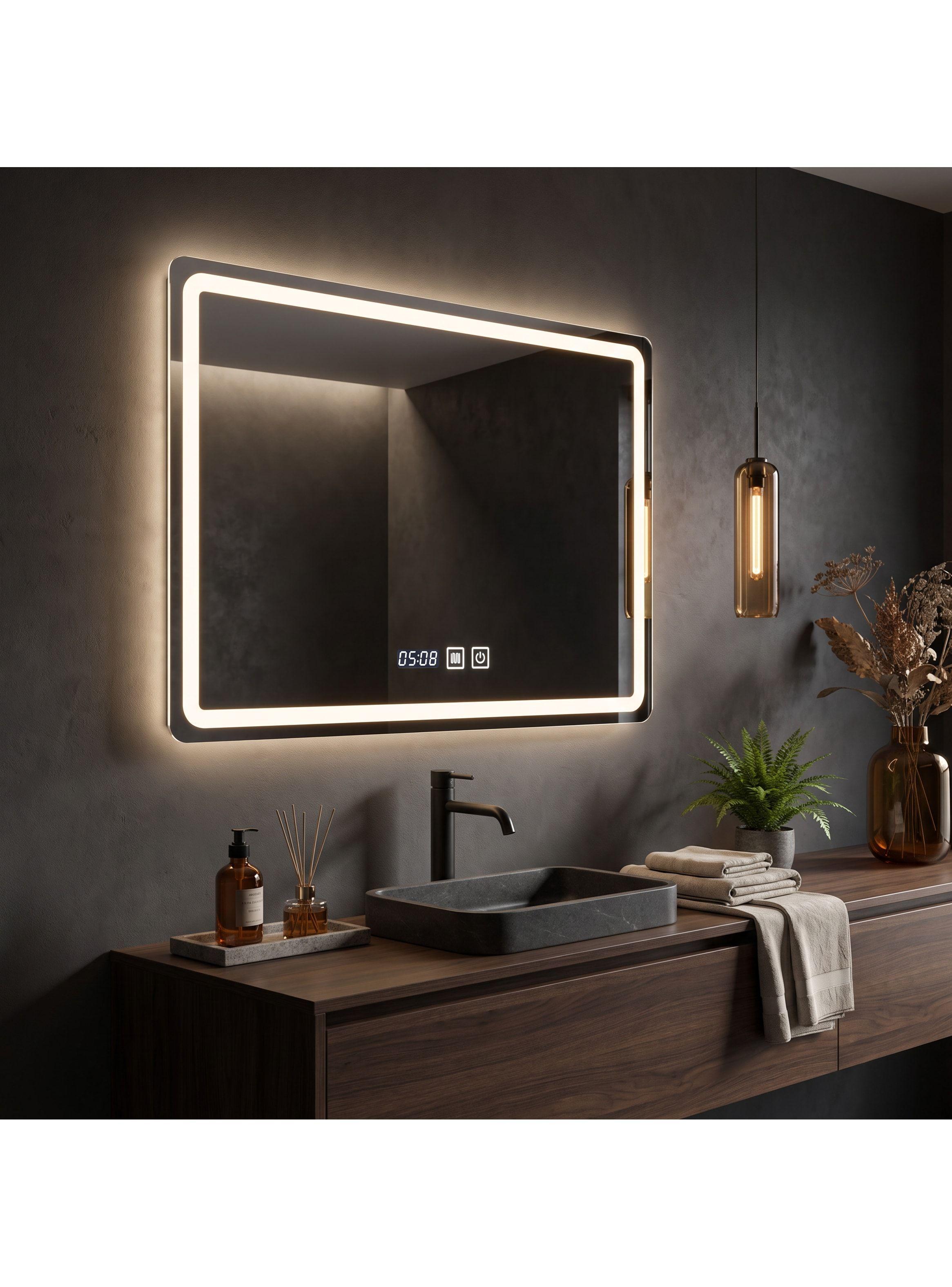 Espejo Baños Inteligente Luz Variable Antiempañante 80x100 Horizontal-7