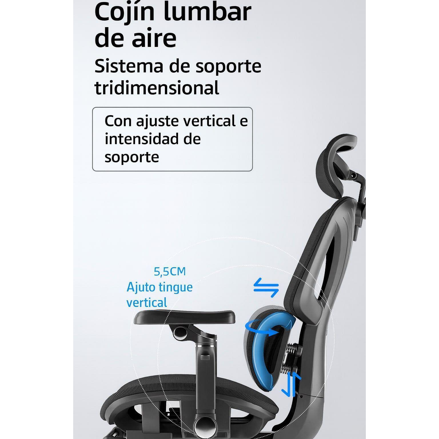 Silla De Oficina Ergonomica Pata Acero Sporte Lumbar Resolte Color Negro Material Del Tapizado Algo-7