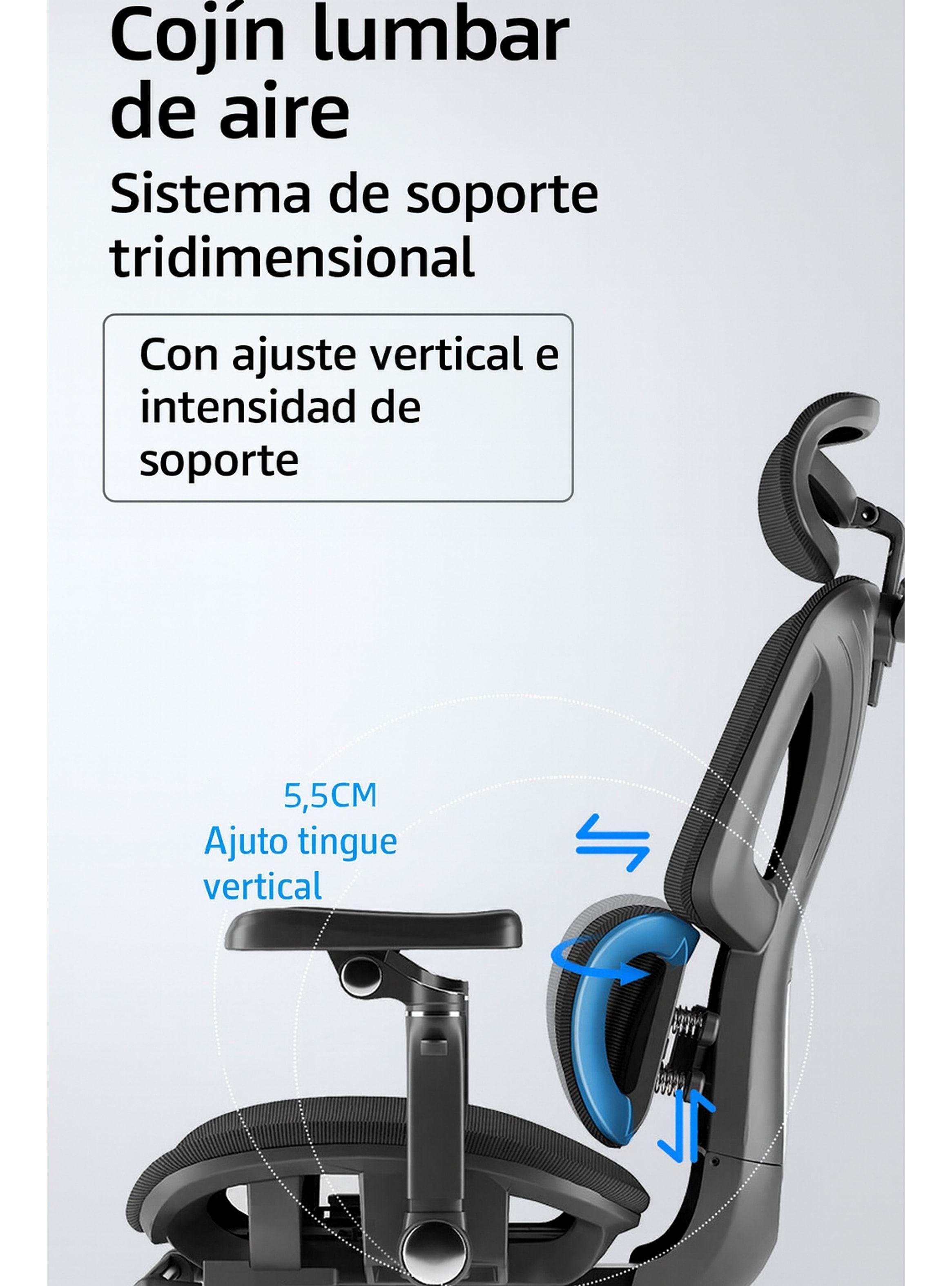 Silla De Oficina Ergonomica Pata Acero Sporte Lumbar Resolte Color Negro Material Del Tapizado Algo-7