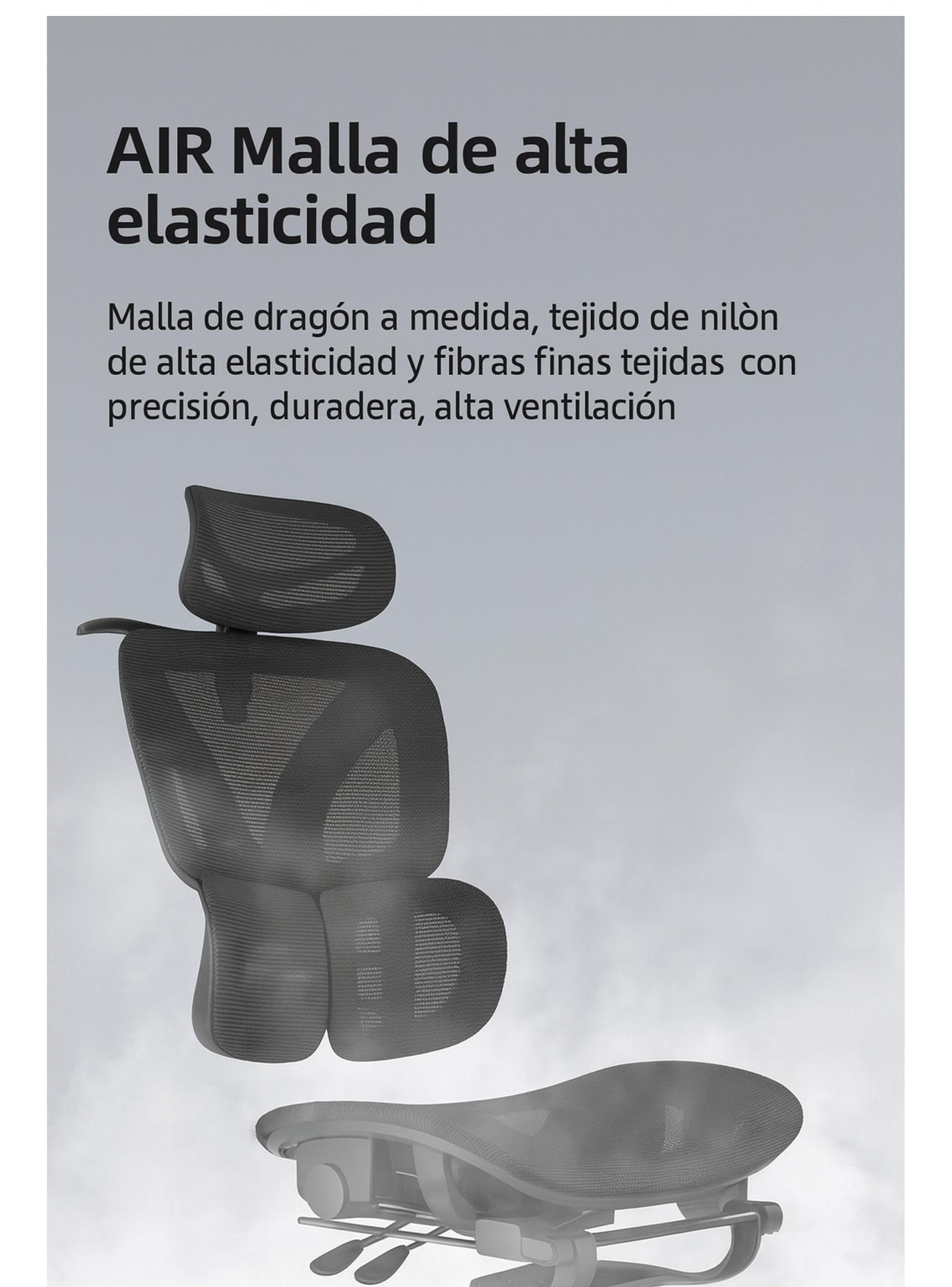 Silla De Oficina Ergonomica Pata Acero Sporte Lumbar Resolte Color Negro Material Del Tapizado Algo-8