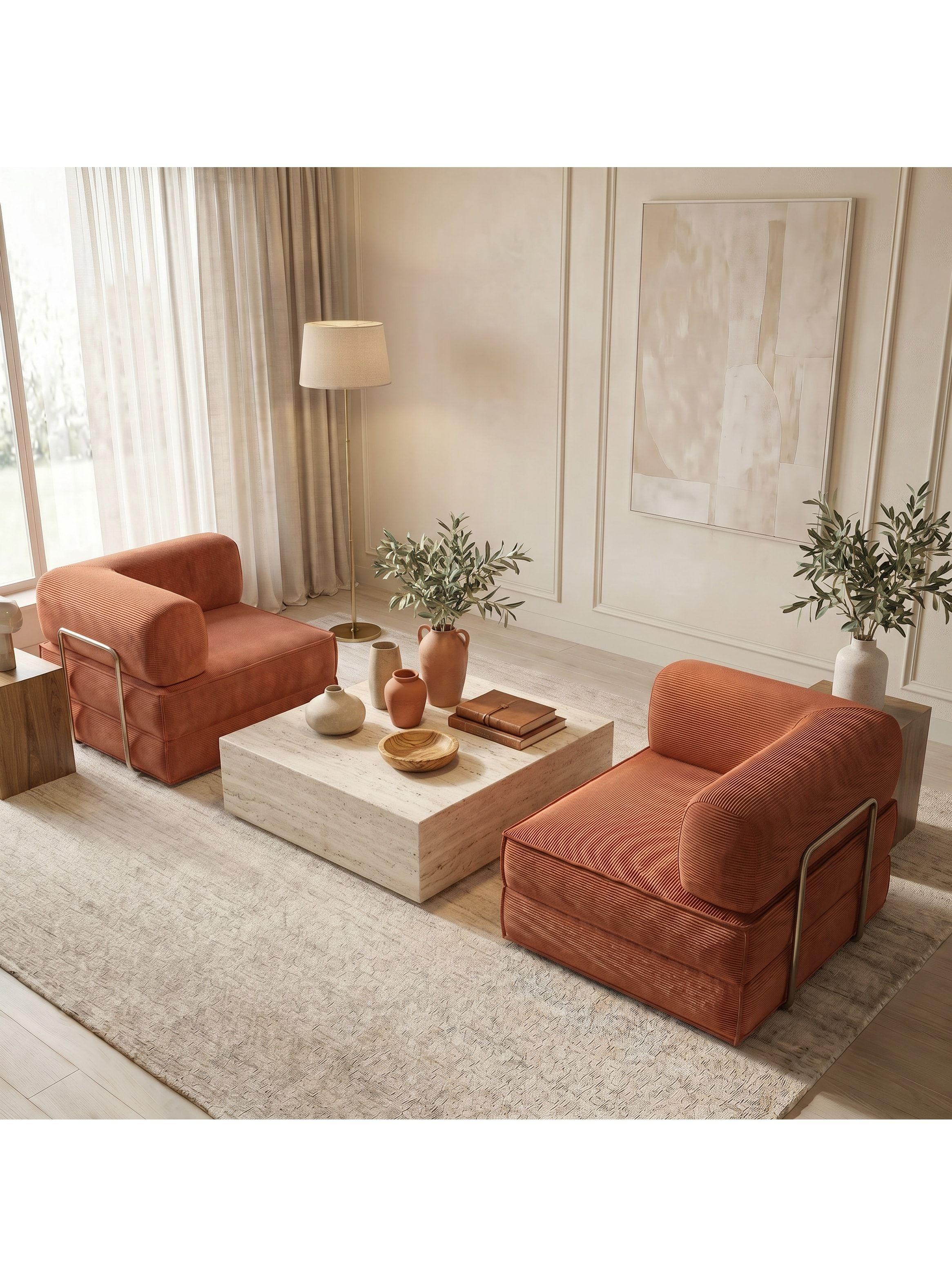 Sofa Cama King Modular 3 En 1 Convertible Alta Tencidad Rojo Terracota-2