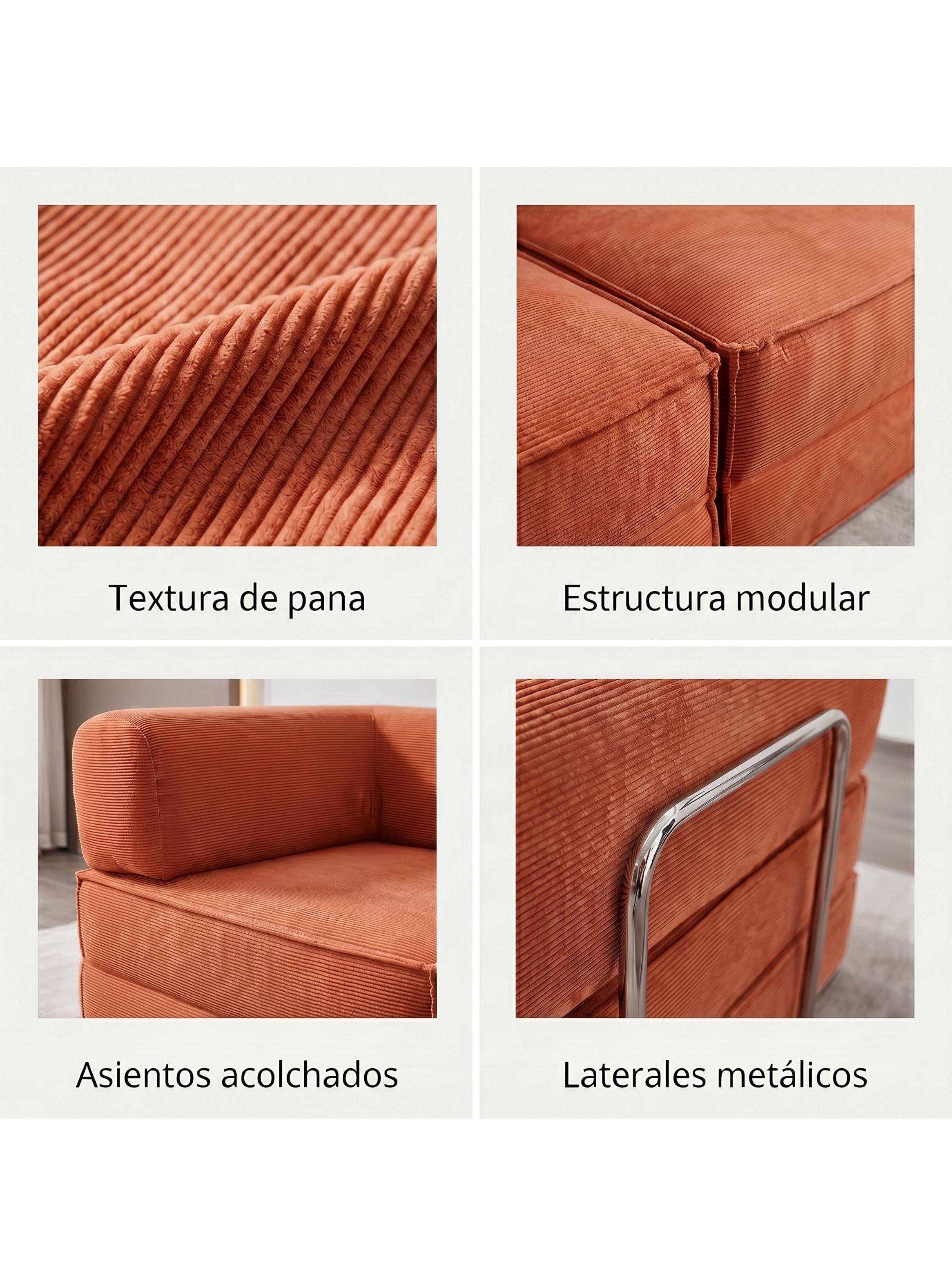 Sofa Cama King Modular 3 En 1 Convertible Alta Tencidad Rojo Terracota-5