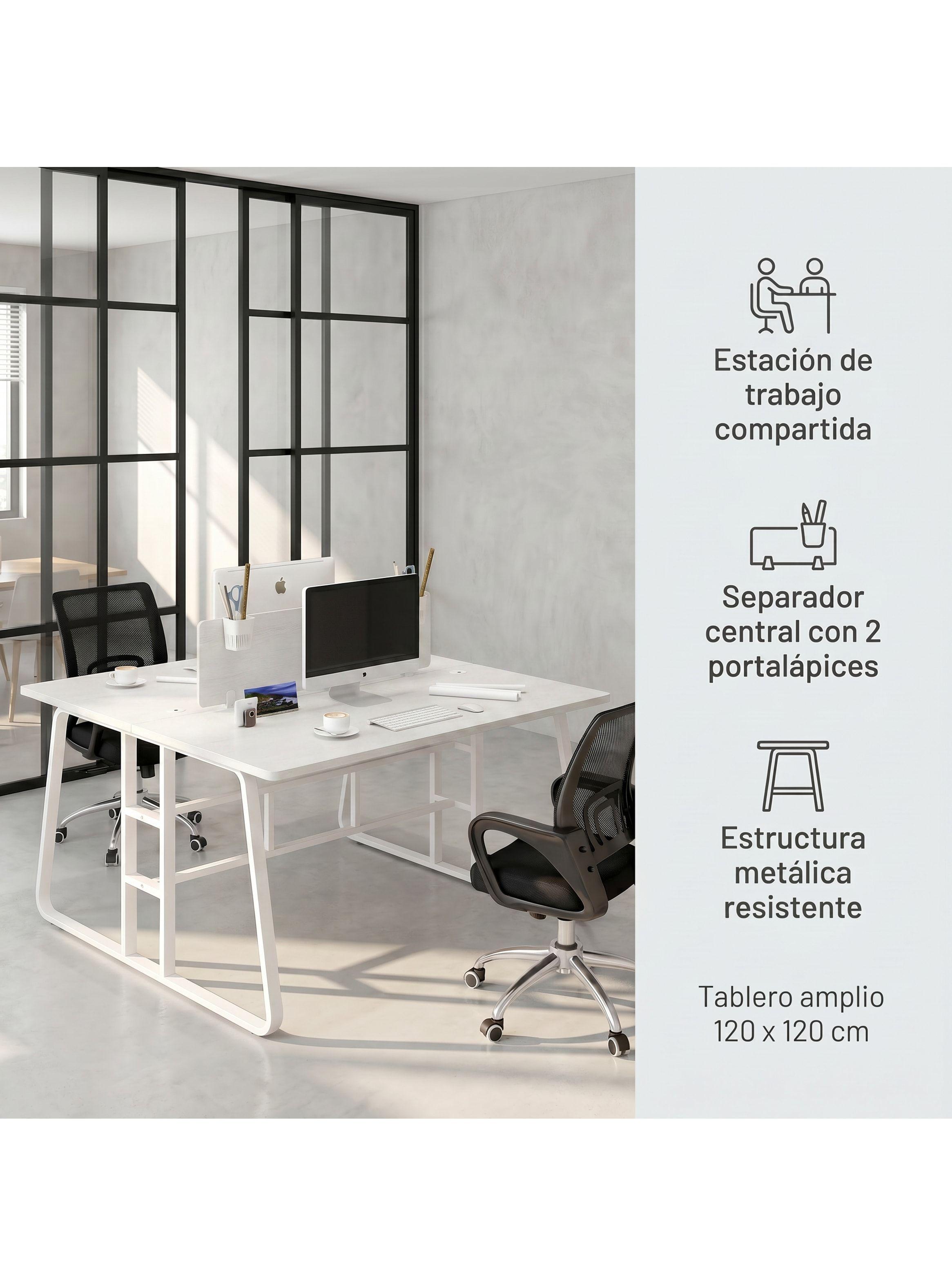 Estacion Del Trabajo Escritorio De Oficina 120x120x75cm Duo Blanco-2