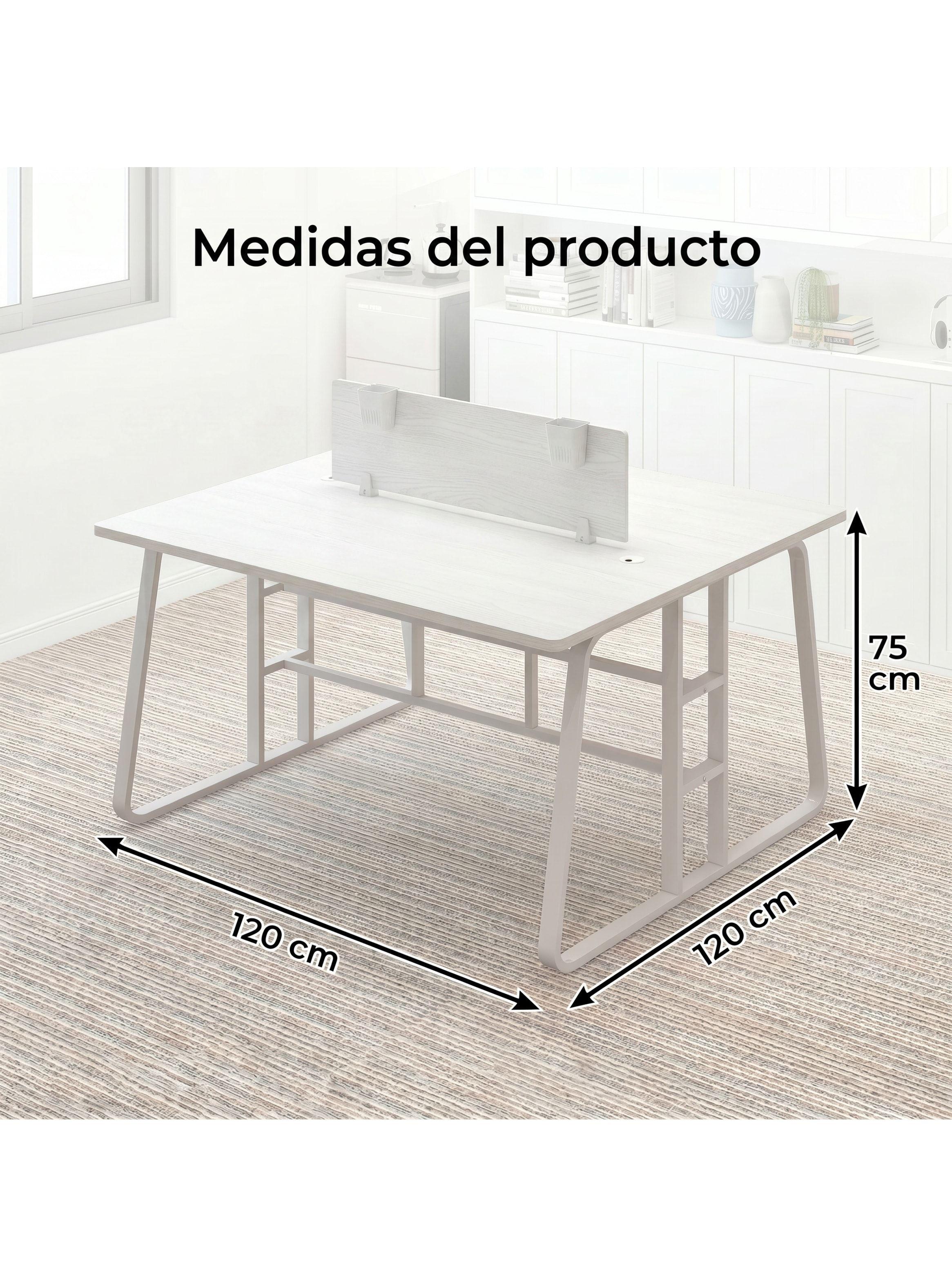Estacion Del Trabajo Escritorio De Oficina 120x120x75cm Duo Blanco-3